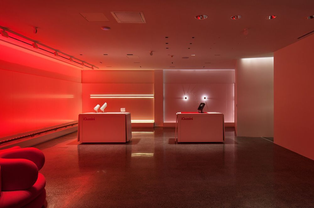 Colour-changing in action in the iGuzzini display at the ECC Auckland showroom