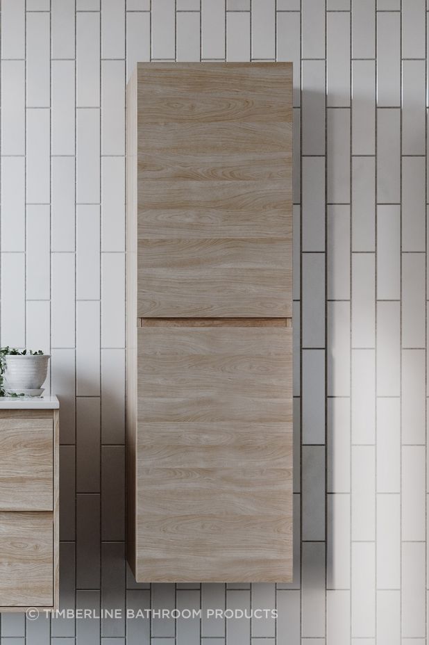 Tallboys fit seamlessly on a bathroom wall.