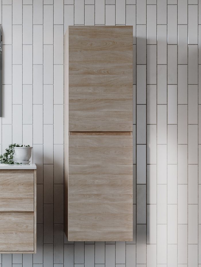 Tallboys fit seamlessly on a bathroom wall.