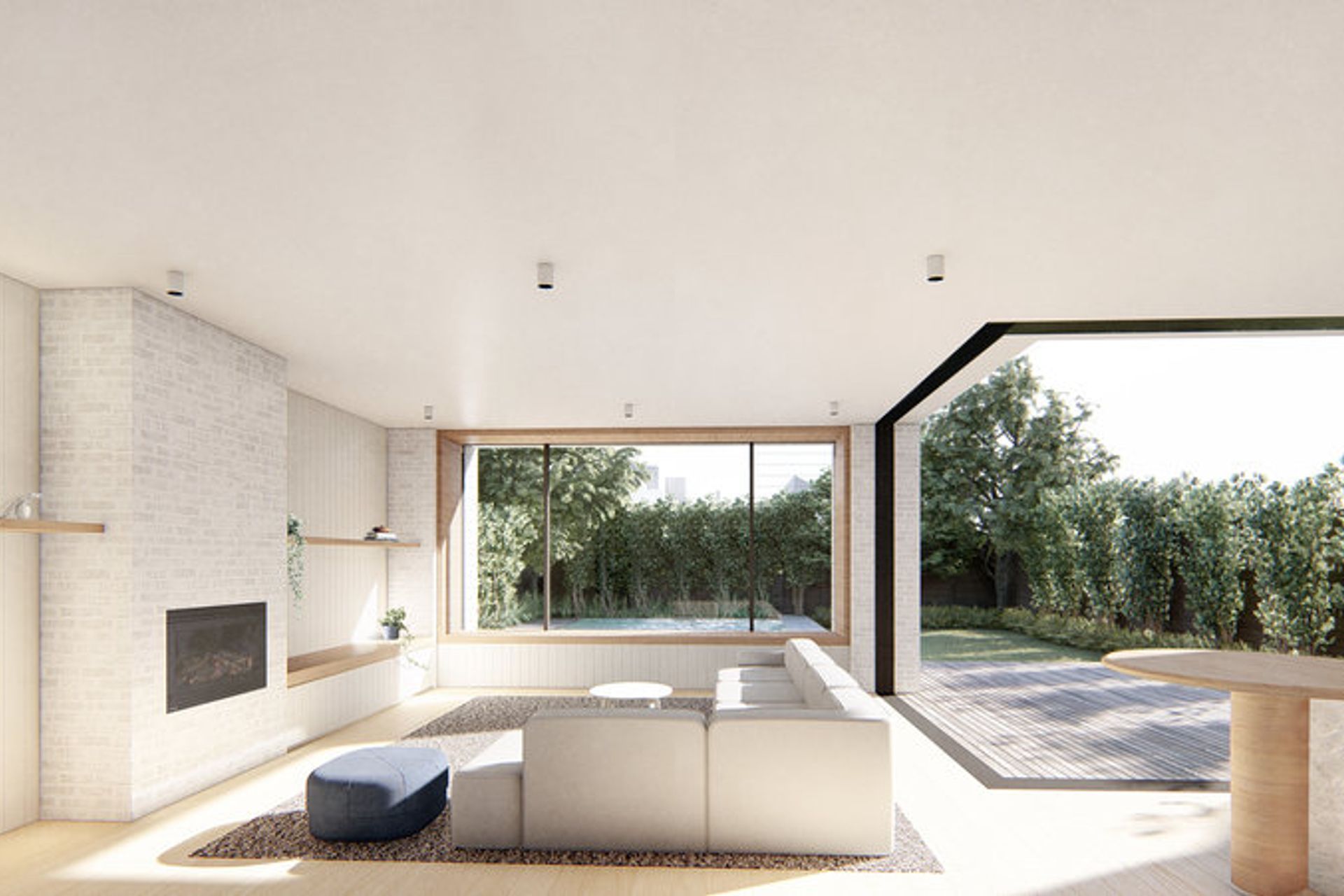 Blurring the boundaries between inside and outside helps to make the living area feel more spacious than it actually is.