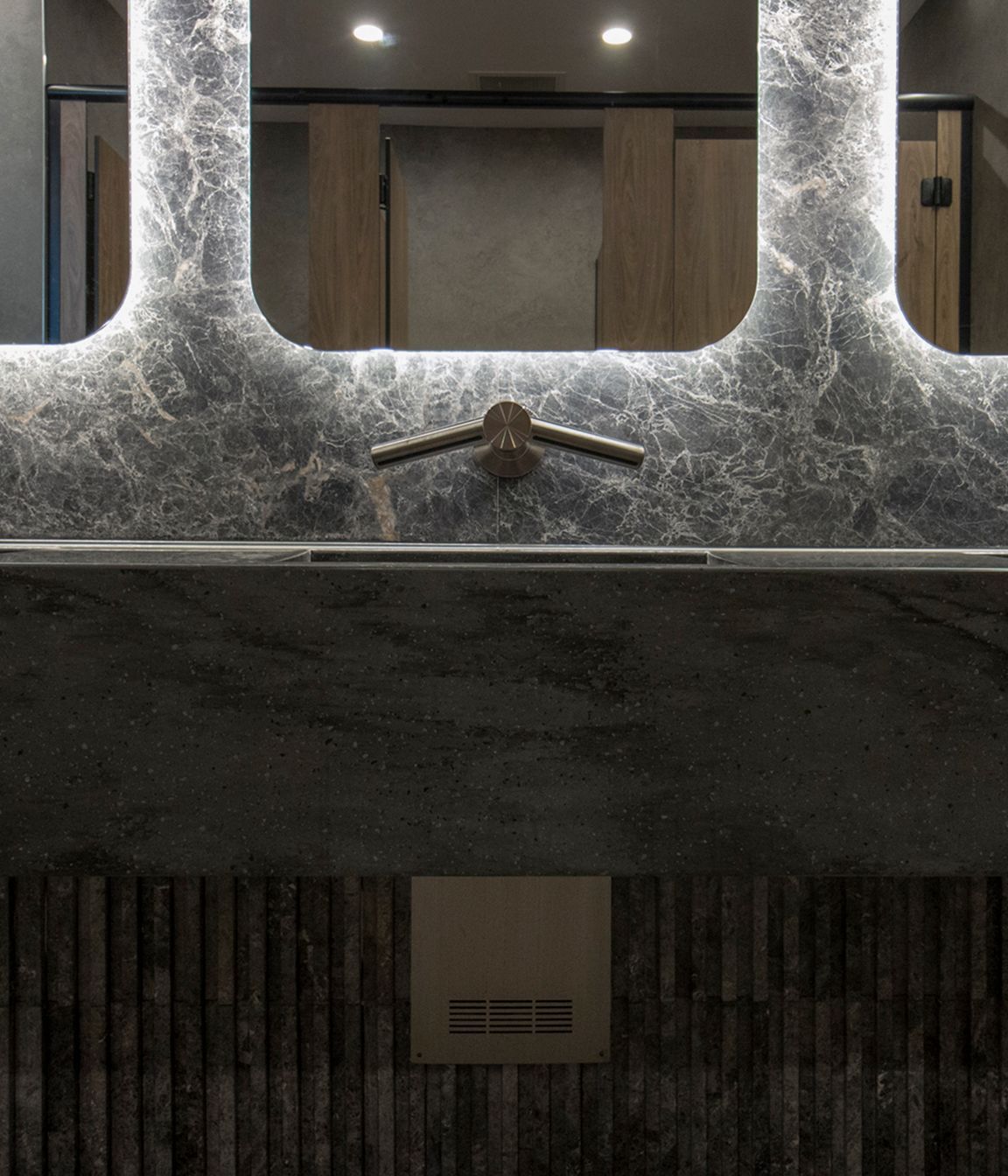 Marble tiles offer unique patinas.