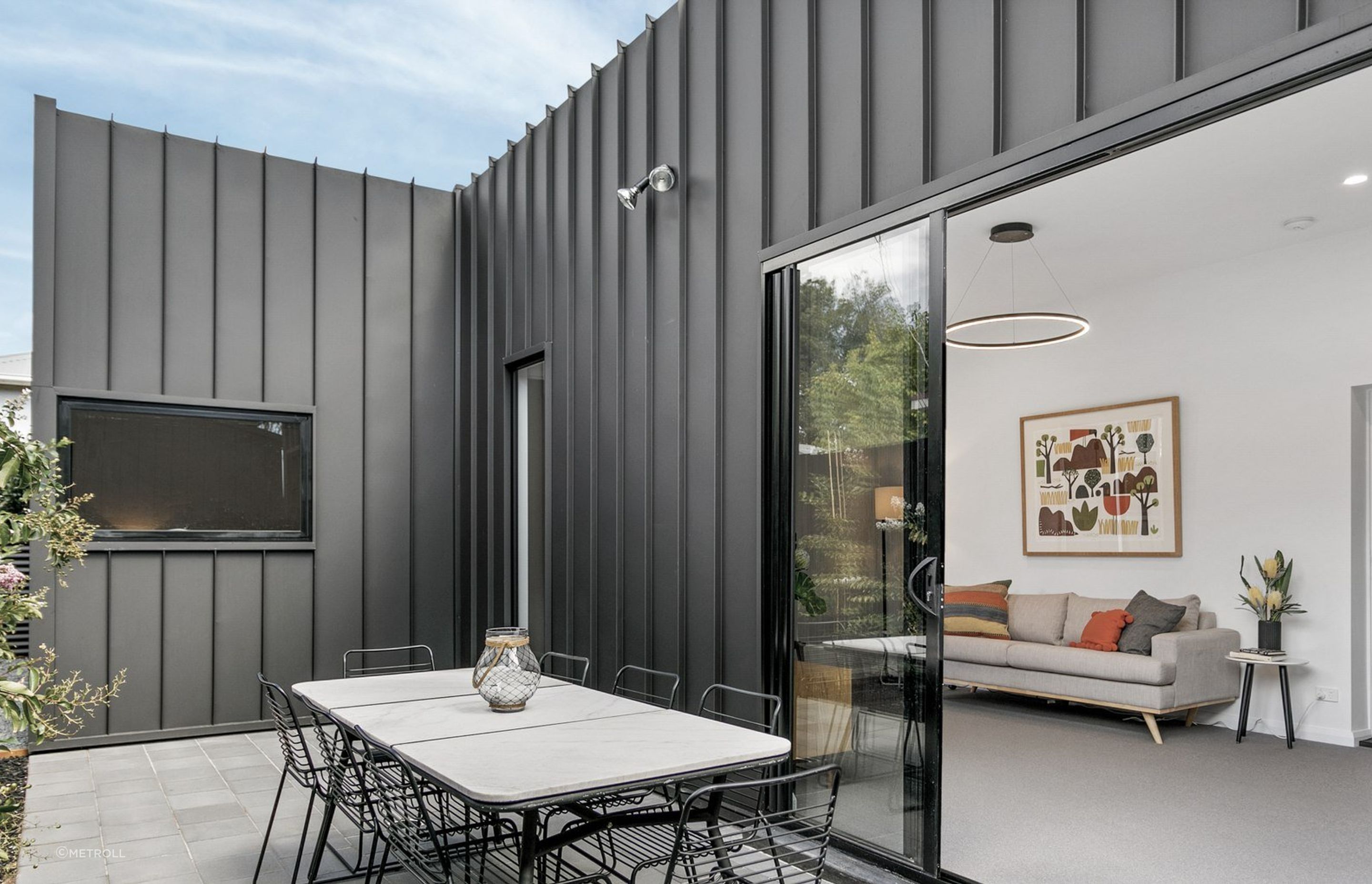 Aluminium cladding or panels are a popular exterior wall cladding option and can be used in conjunction with other materials.
