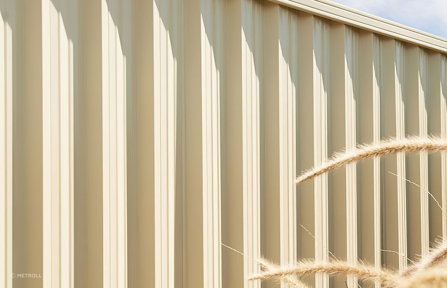 Steel fence panels such as this Metzag Colorbond panel are available in various colours.