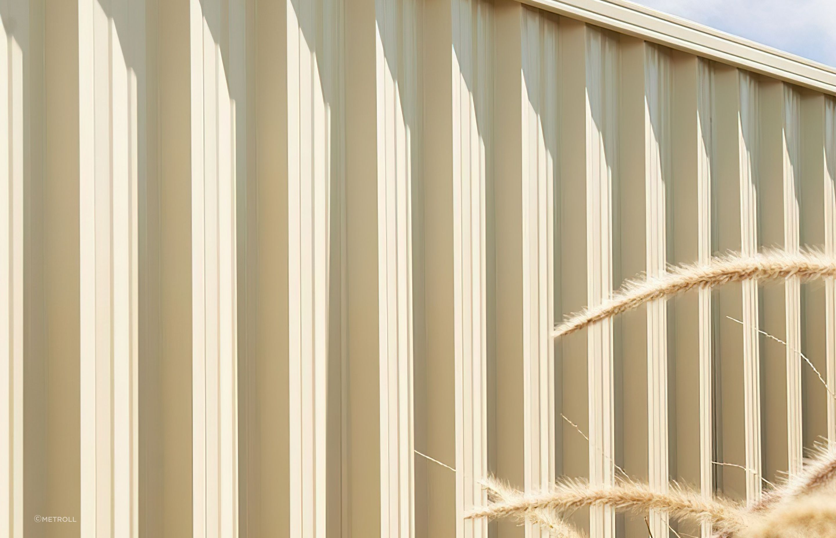 Steel fence panels such as this Metzag Colorbond panel are available in various colours.