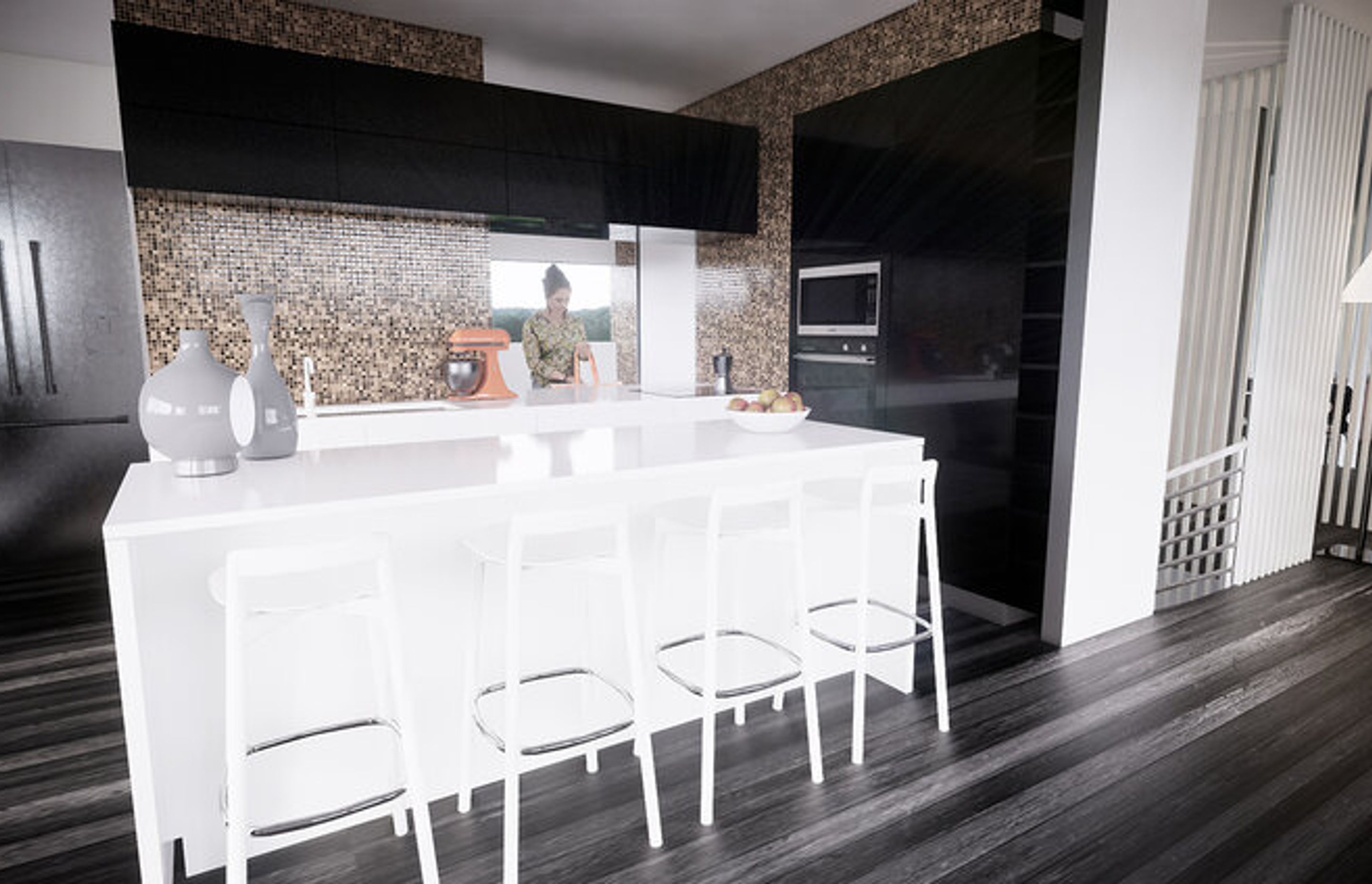 Chef’s kitchen that includes a walk-through scullery and pantry for easy Mise en Place, where mixing bowls, tools and cooking equipment can be easily set out enabling you to prepare meals quickly and effortlessly