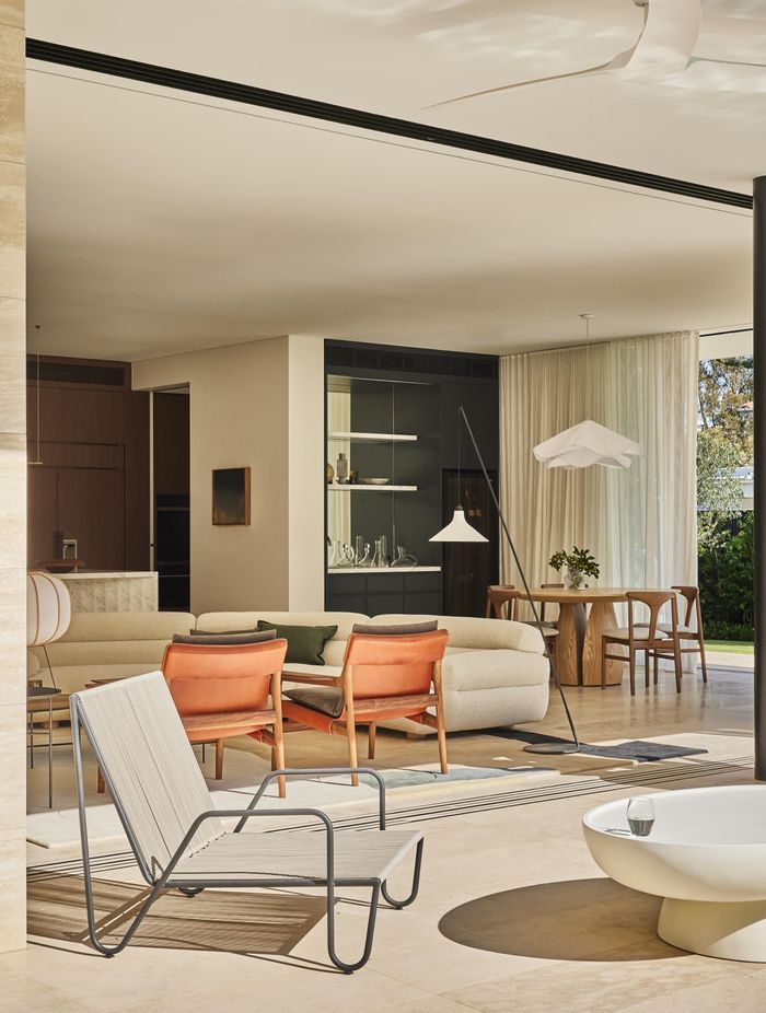 Clontarf House, shortlisted for the IDEA Awards (Residential Single). Rich Carr Architects, Alexandra Kidd Interior Design, and Wyer & Co Landscape Design created this extraordinary family home featuring Tavira Limestone flowing seamlessly from interior to outdoor areas. Built by Airth Building, photographed by Pablo Veiga.