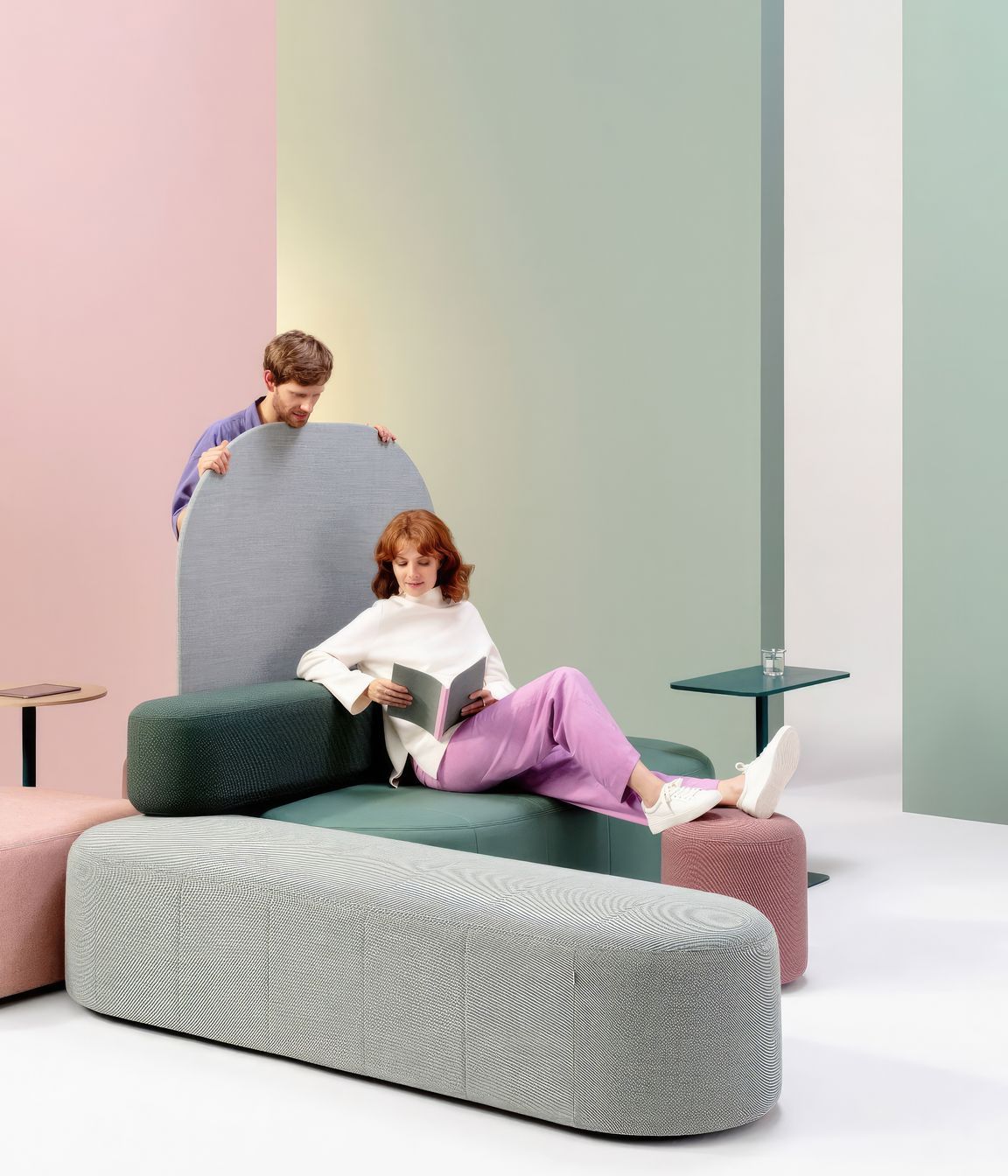 Revo was designed by Pearson &amp; Lloyd for Flokk brand Profim, combining circular thinking with playful design to create a lightweight and versatile workplace furniture system.