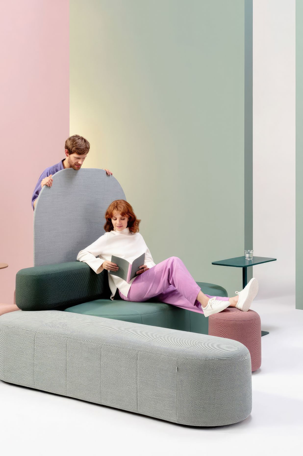 Revo was designed by Pearson & Lloyd for Flokk brand Profim, combining circular thinking with playful design to create a lightweight and versatile workplace furniture system.