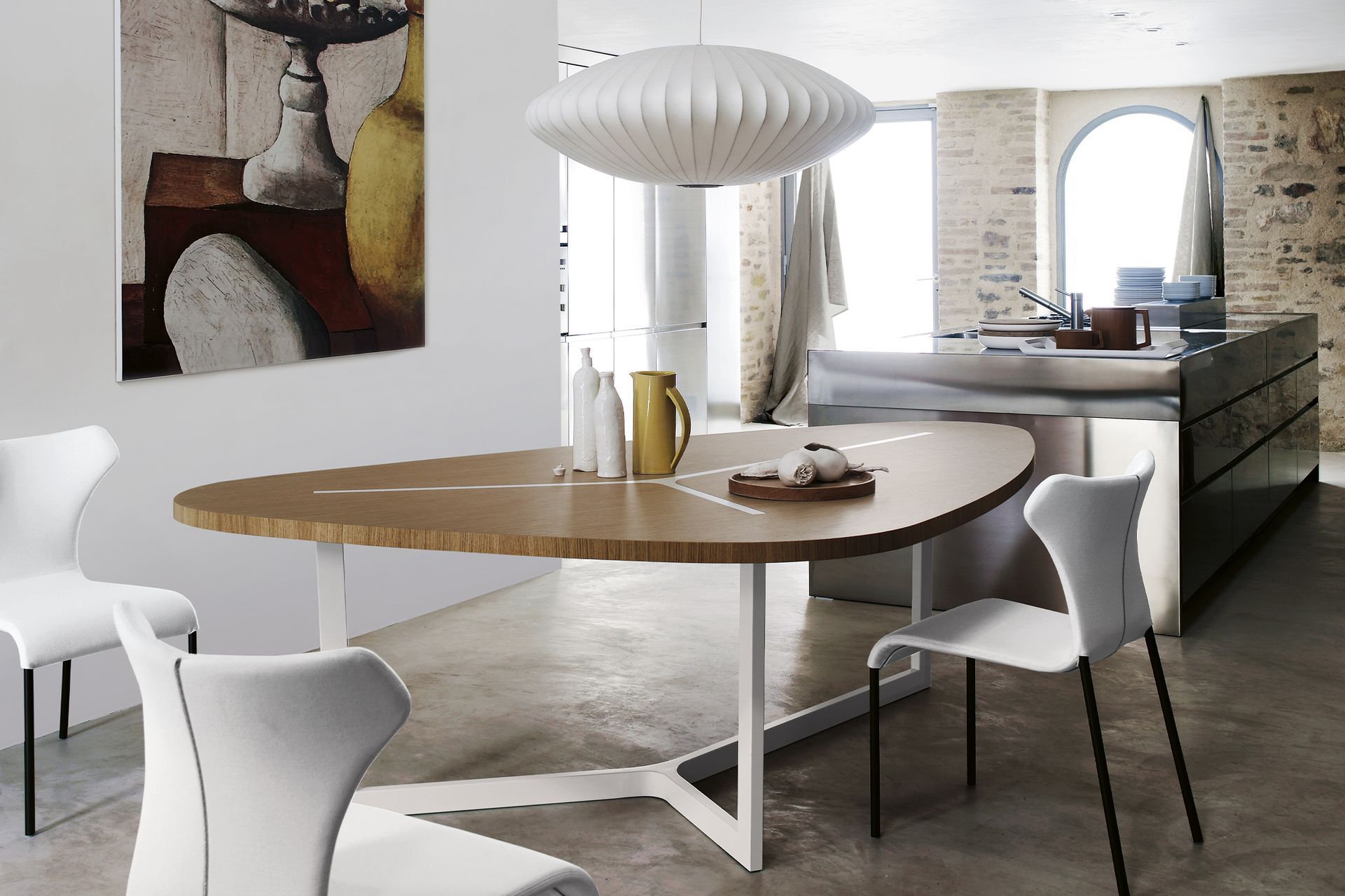 Serveware features on the Seven Table Dining Table from Space Furniture