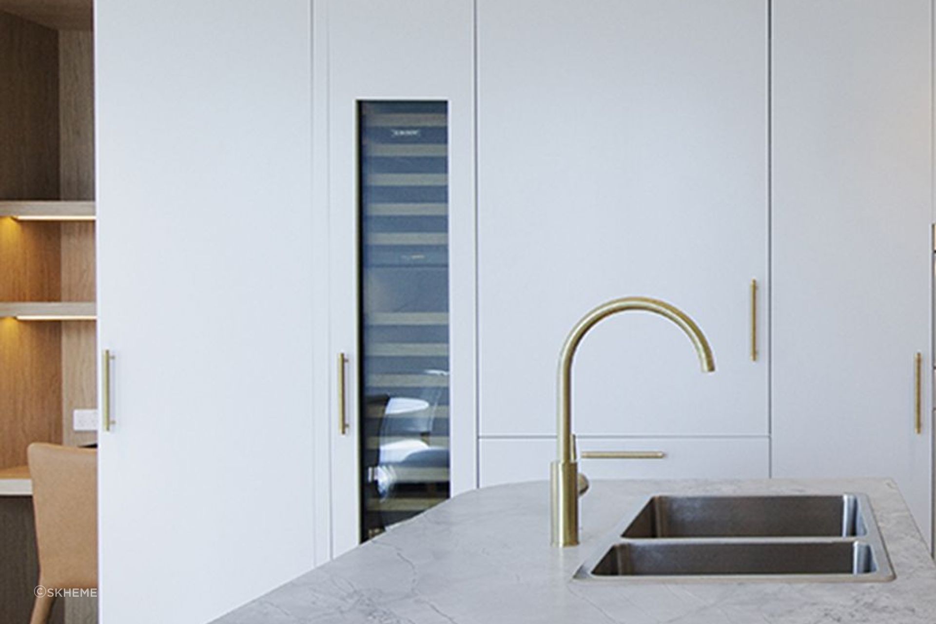 Limestone worktops can give a kitchen a fresh, clean appearance.
