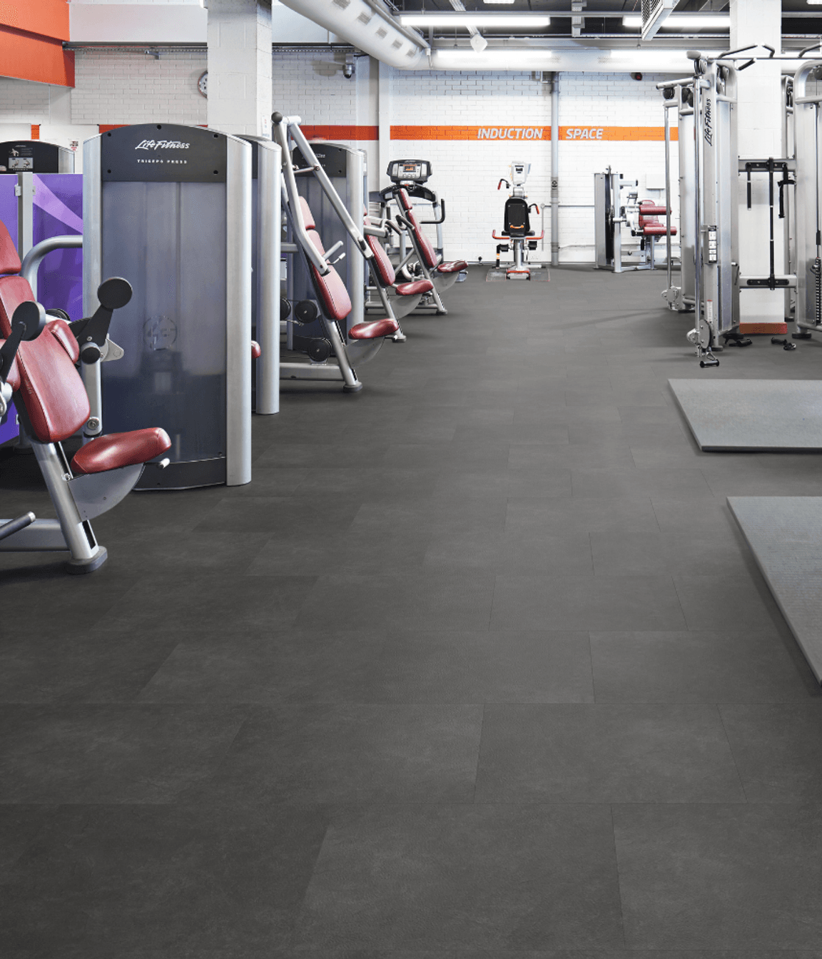 Vinyl is a common material for commercial floor tiles.