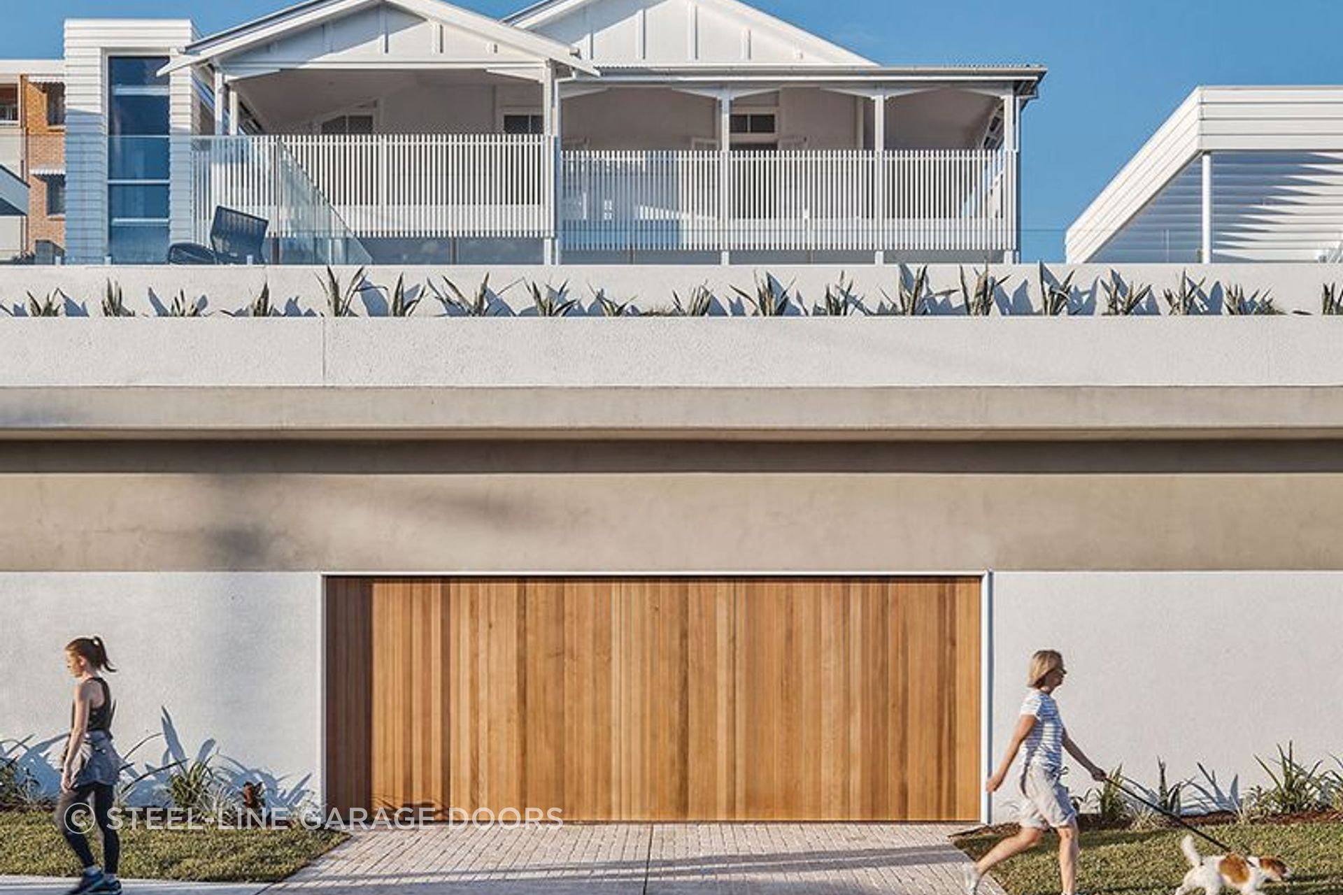 Natural Timber Tilt Door with V Joint Profile | Steel-Line