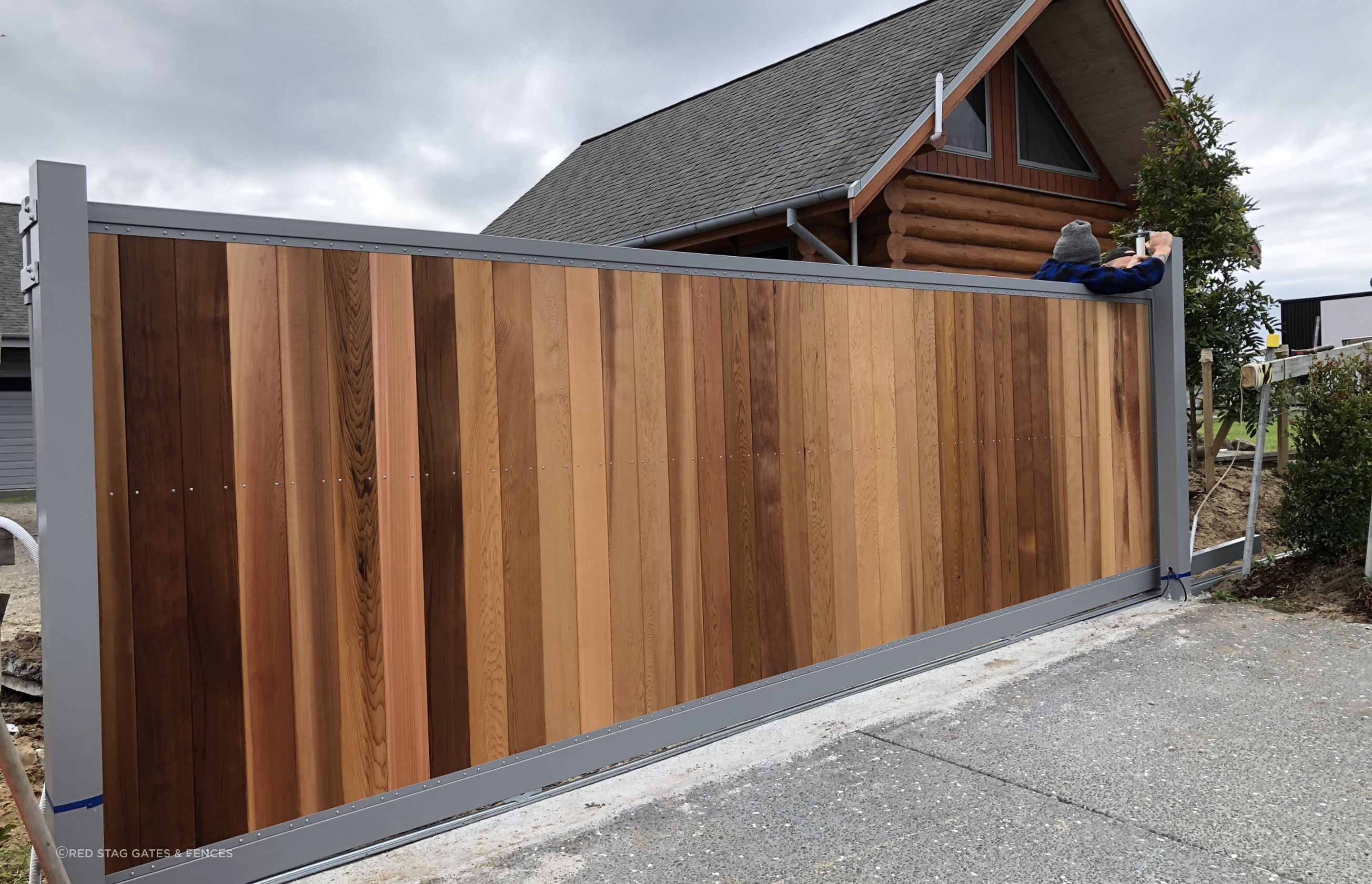 Wooden Sliding Gate by Red Stag Gates &amp; Fences.