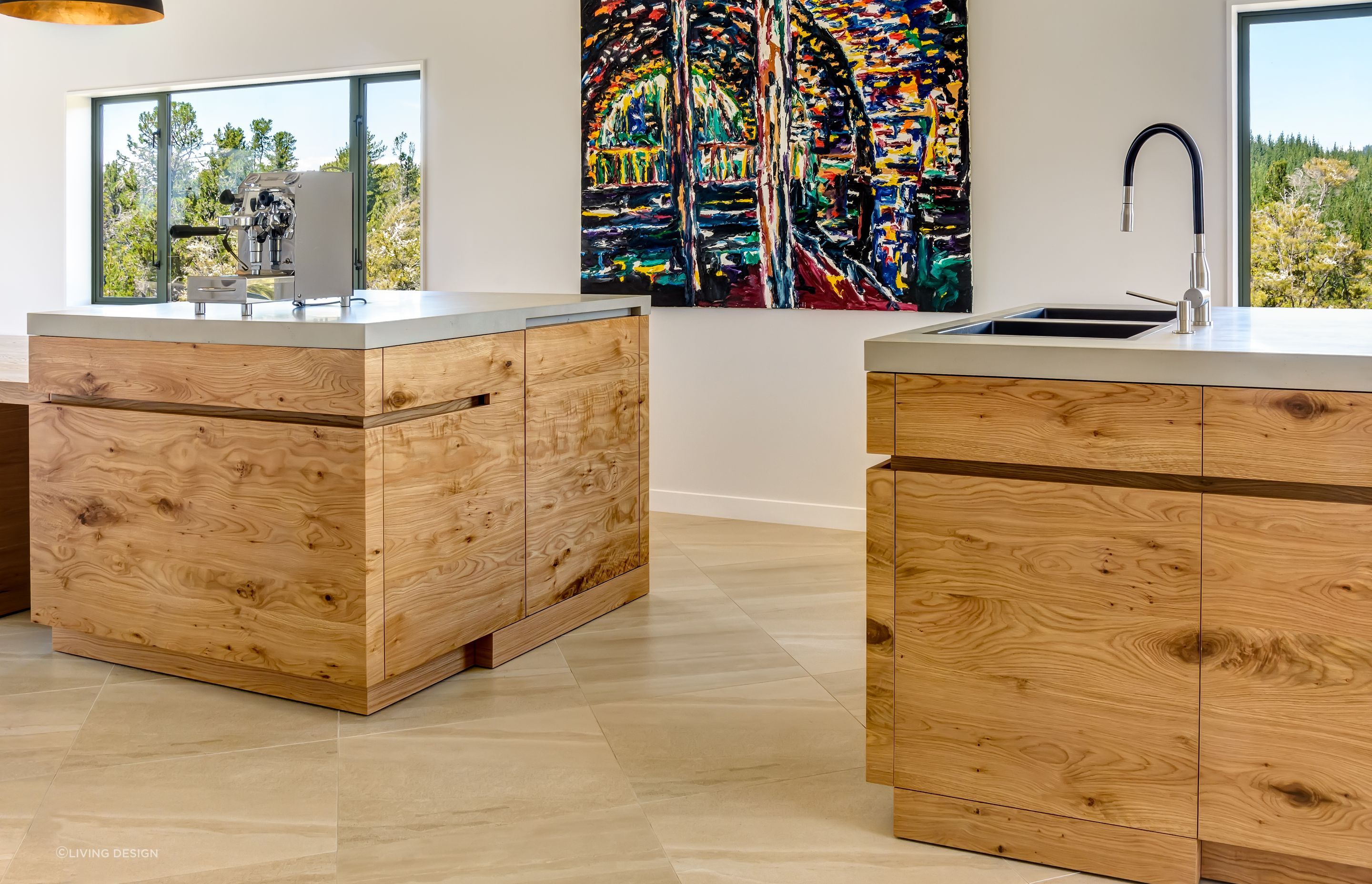 This kitchen by Living Design features IMI concrete surfaces.