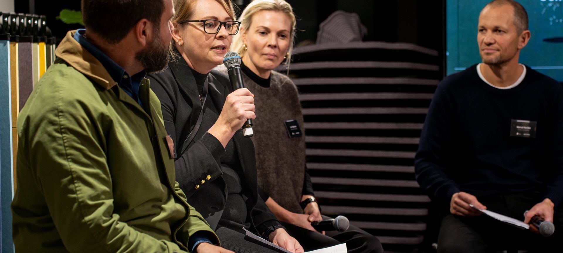Panel: Jonathan Mountfort, Creative Director at Autex Acoustics; Jaime Lawrence, Associate at Athfield Architects; Liv Patience, Co-Founder and Creative Director at Material Creative and Marcel Herbke, GM of Sales at Autex Acoustics