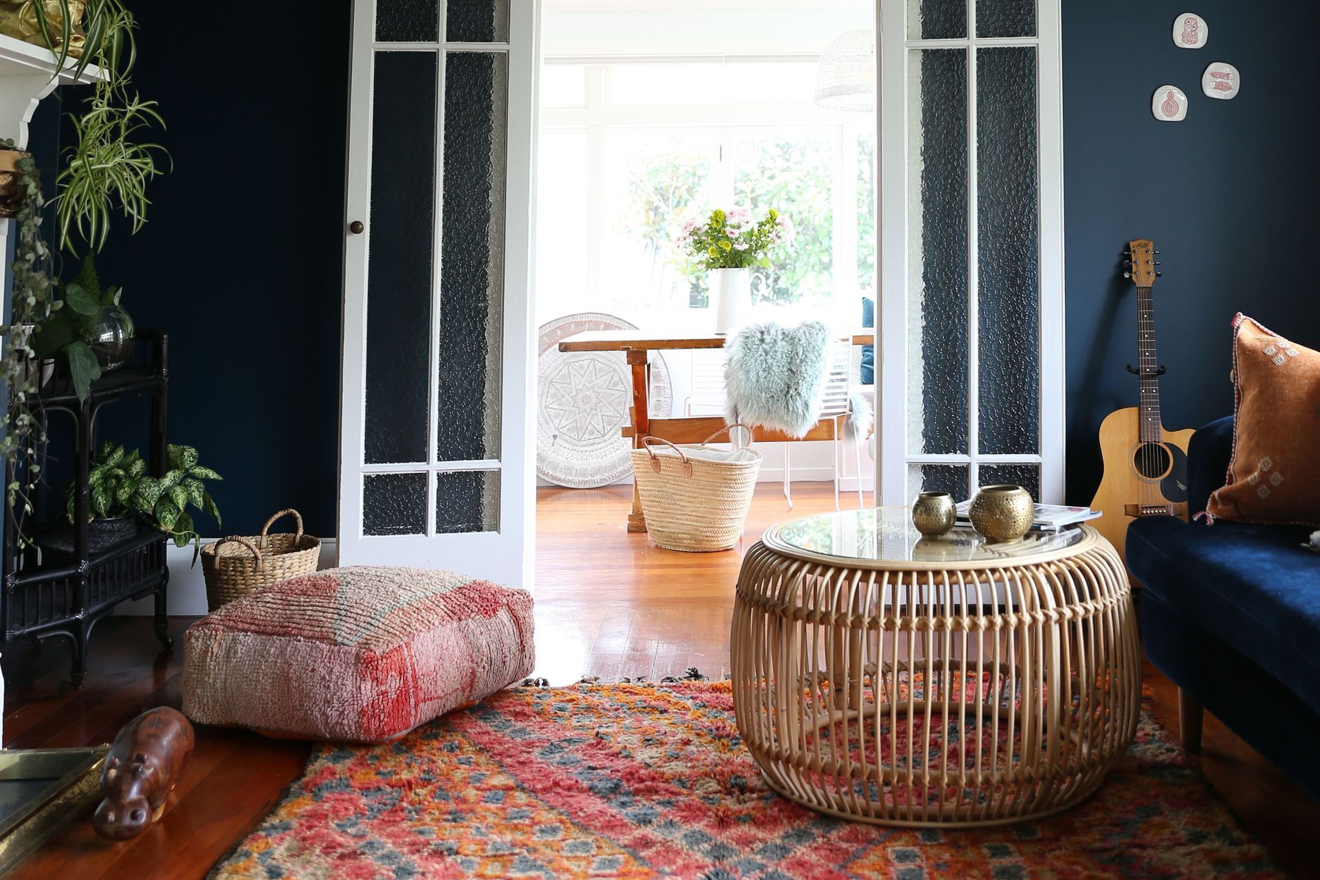 Designed by Hello Saturday, this bungalow renovation in Auckland's Mount Albert features one of Bohzali's handmade Moroccan rugs.