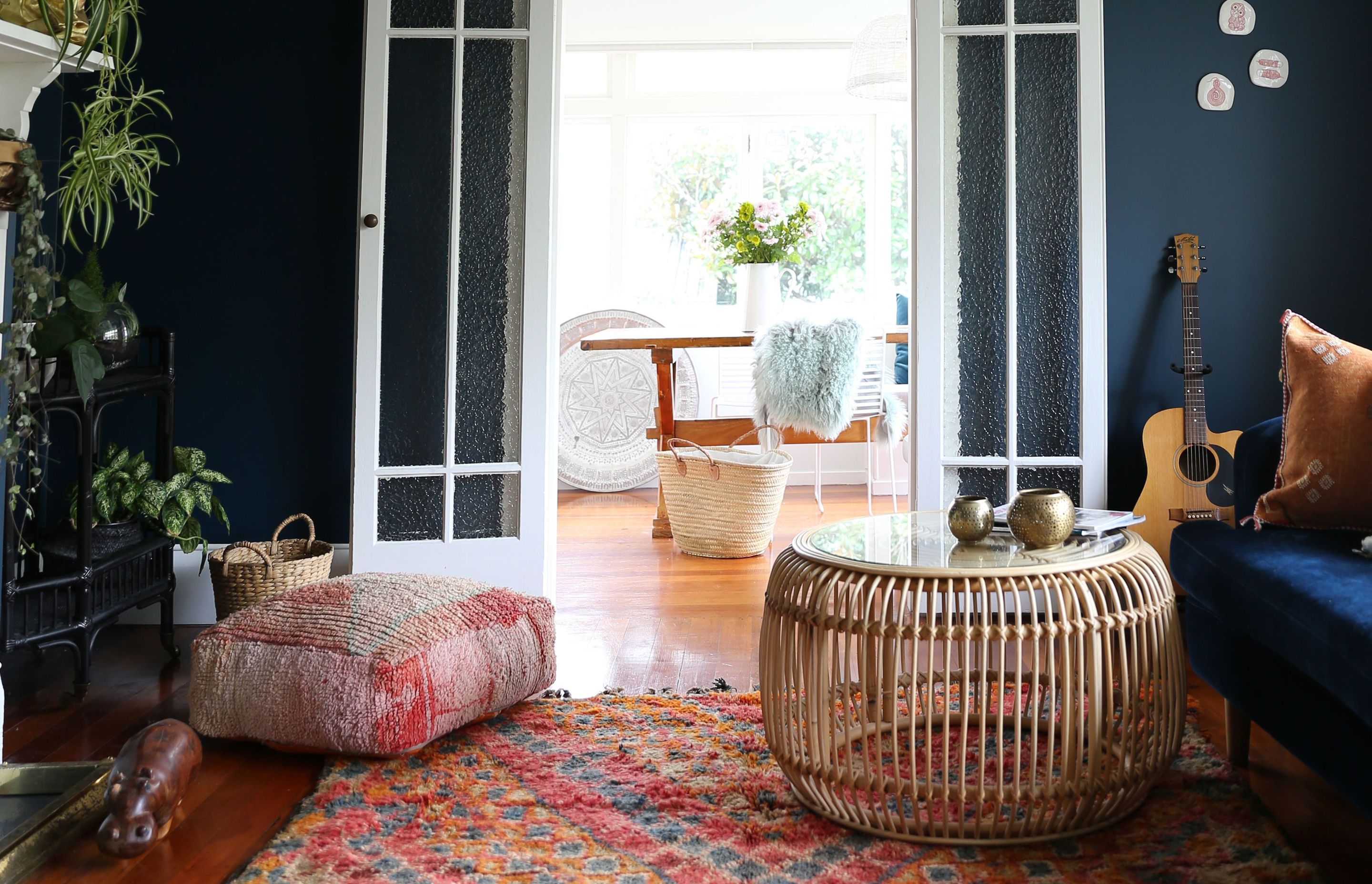 Designed by Hello Saturday, this bungalow renovation in Auckland's Mount Albert features one of Bohzali's handmade Moroccan rugs.
