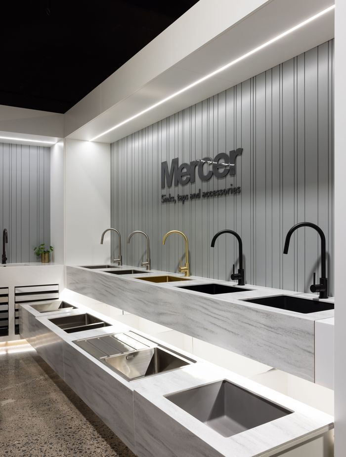 Visitors can explore a range of popular and new Mercer sinks, with more to see in the pull out draws below.
