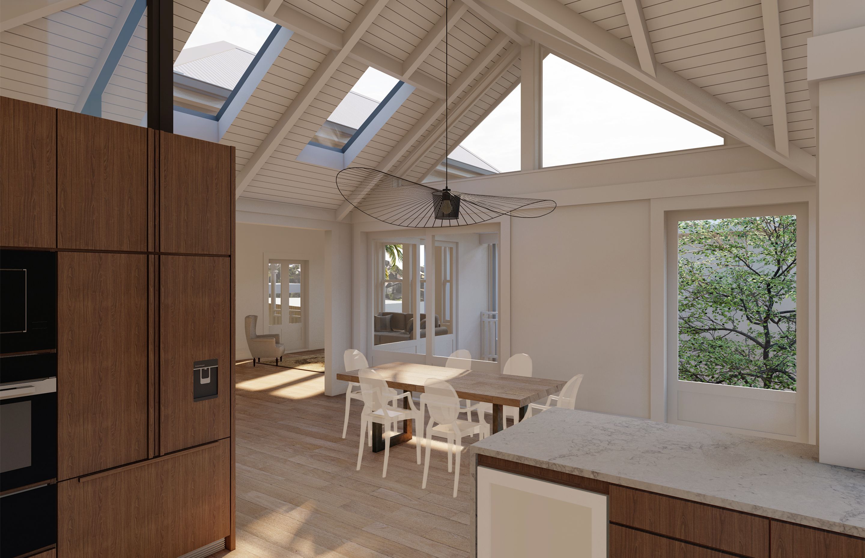 “I've been doing a number of houses where I've been really trying to bring the sky into the buildings and will often have quite high ceilings. Someone asked if this was because I’m a singer, and I hadn't really ever thought about that,” says Melanie.