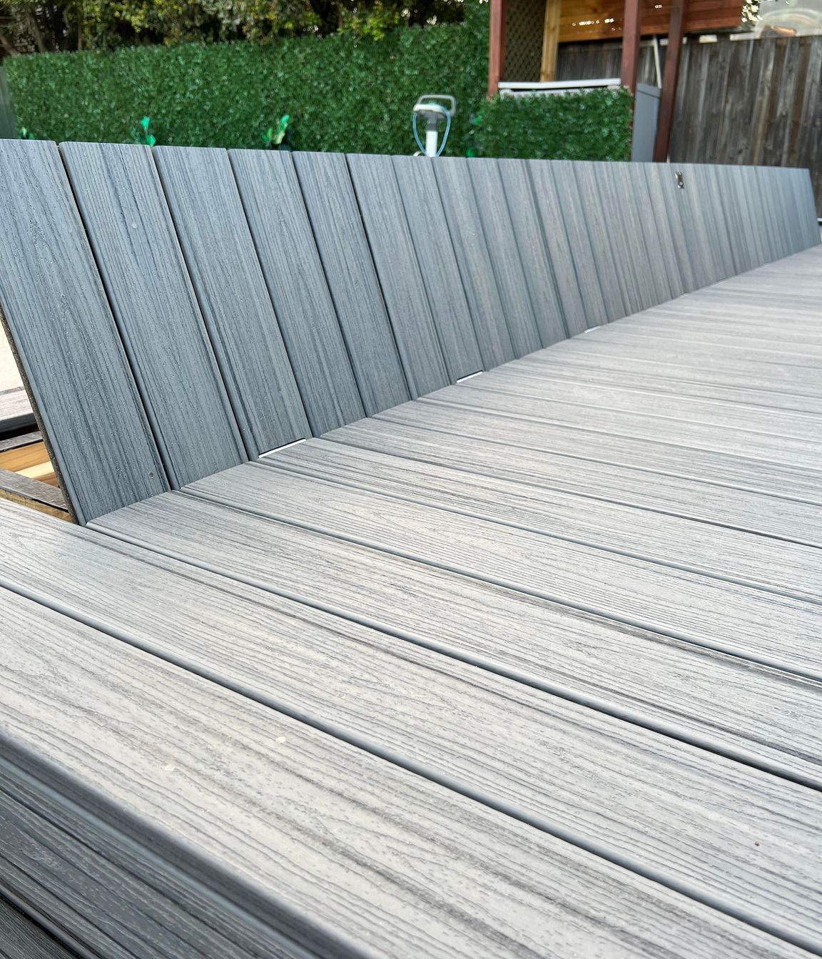 The pool cover lid is easily lifted up for when it needs to be used.
