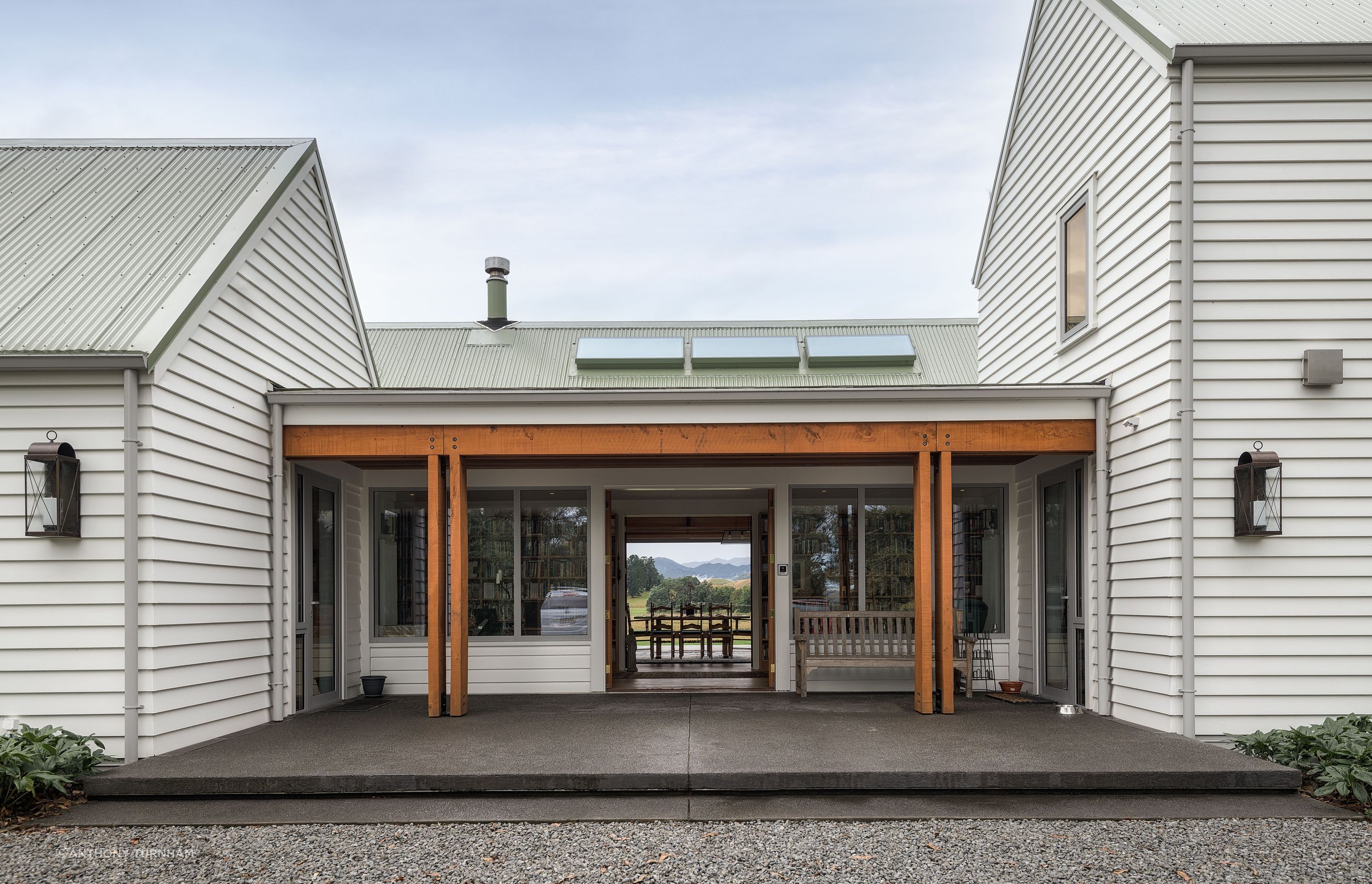 The home’s layout was reimagined. “This gives you that sense of a grand entrance, but because it's on the south side of the house, when you pull up you're not aware of what's beyond,” says Chris.