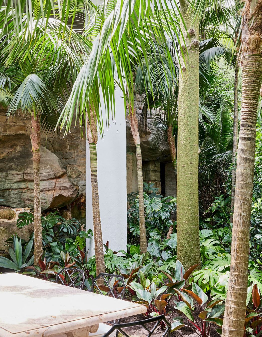 Now embedded in the hill, the home’s lush landscaping is central to its success with towering palm trees and a mix of native and exotic plants creating a sanctuary-like environment for its inhabitants.