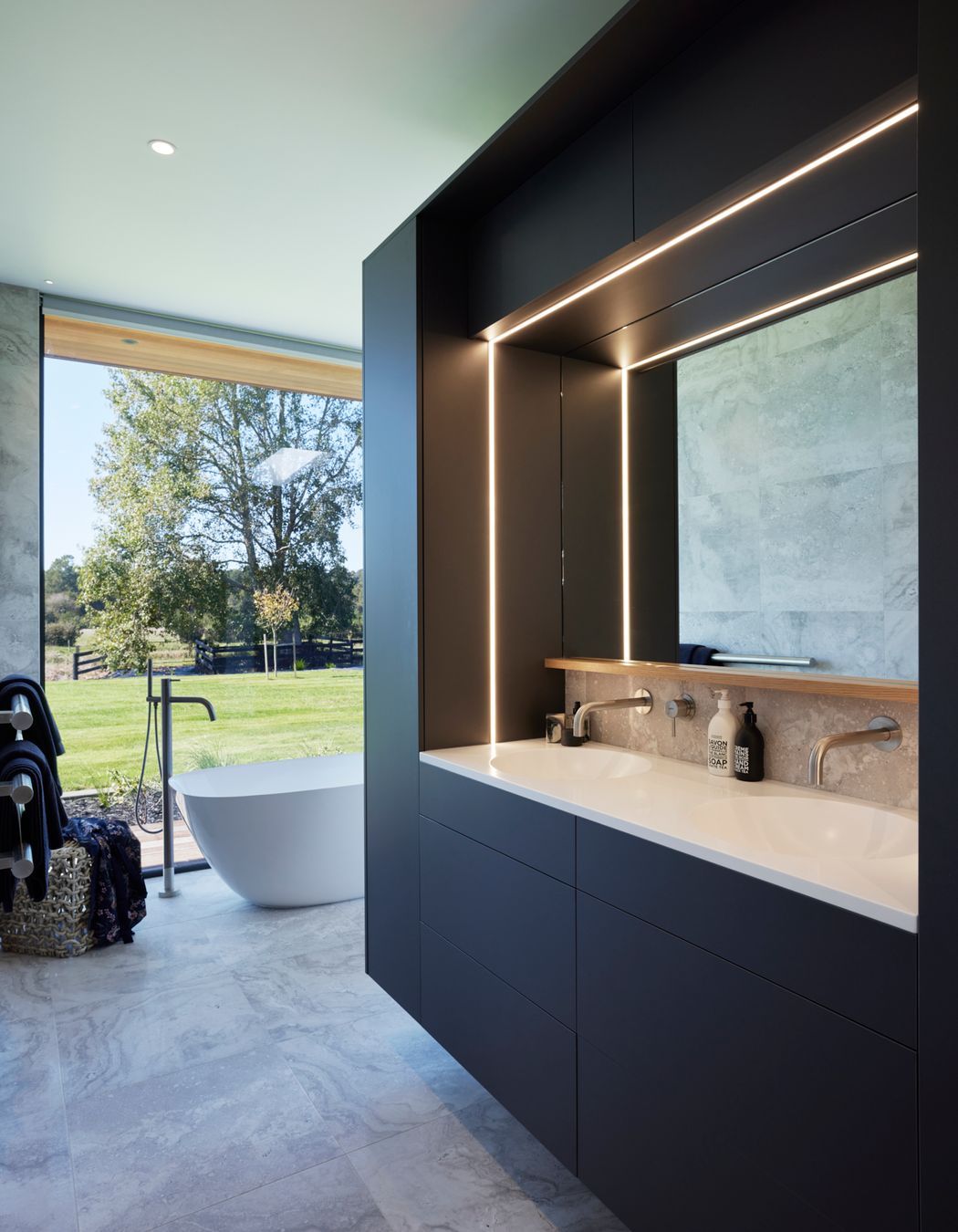 A neutral palette adds to the relaxing aesthetic of the master ensuite.