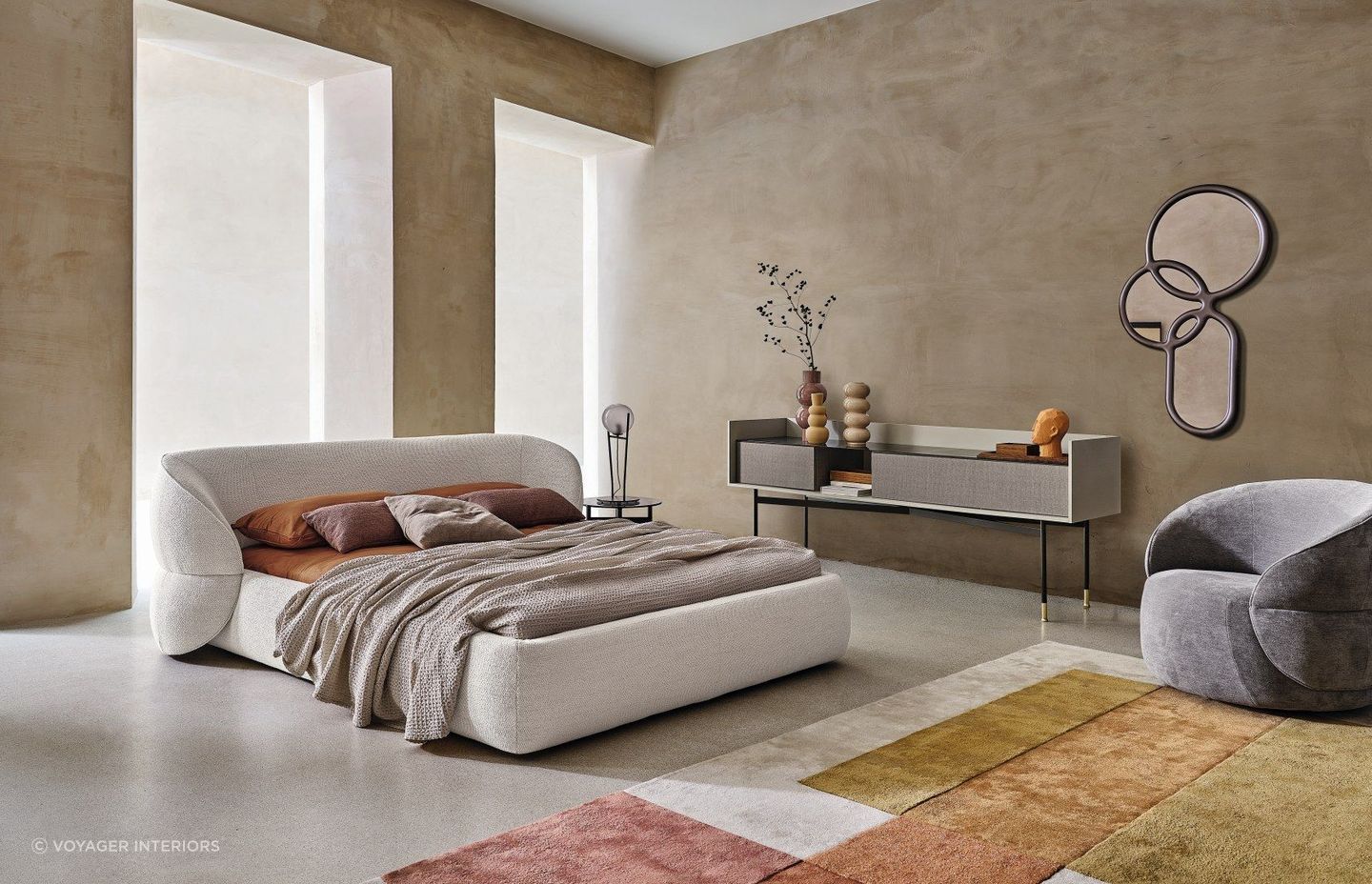 The Clip bed and a great example of using complementary colours, shapes and textures in a room