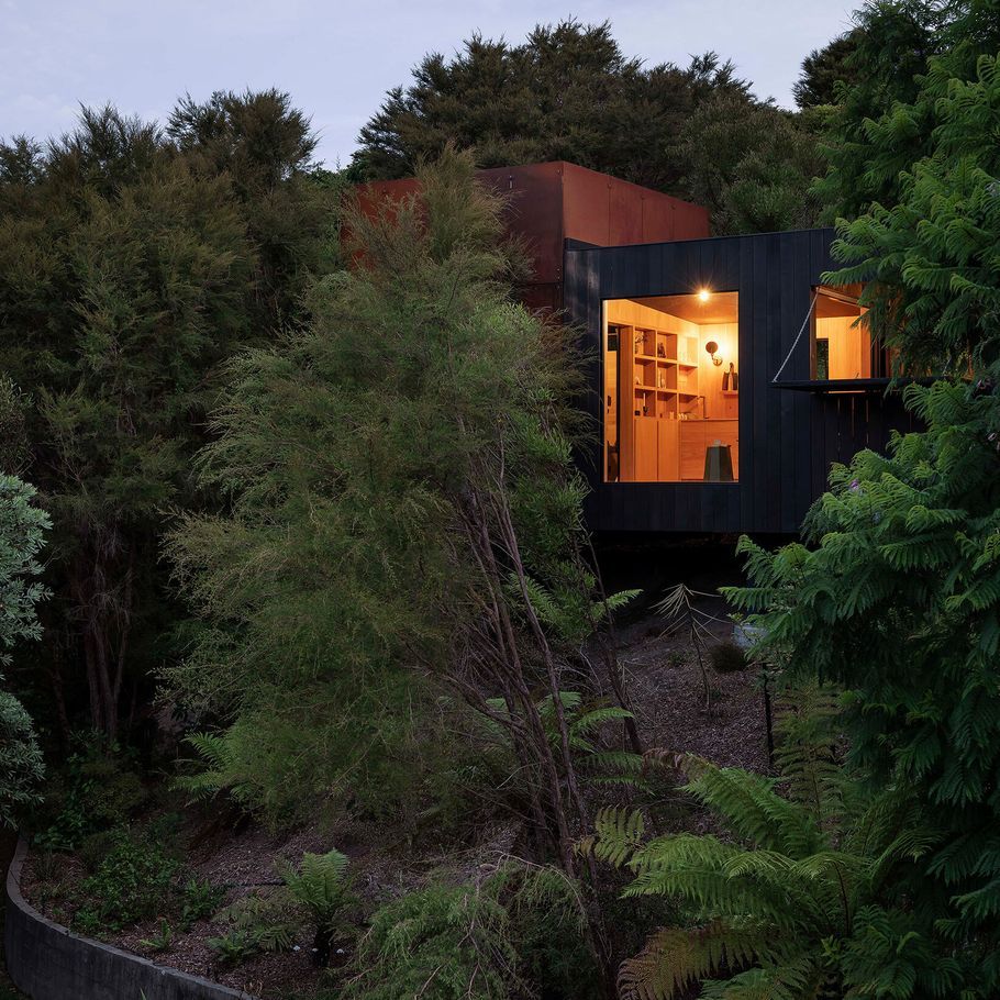 An immersive, remote cabin hidden in the Abel Tasman National Park