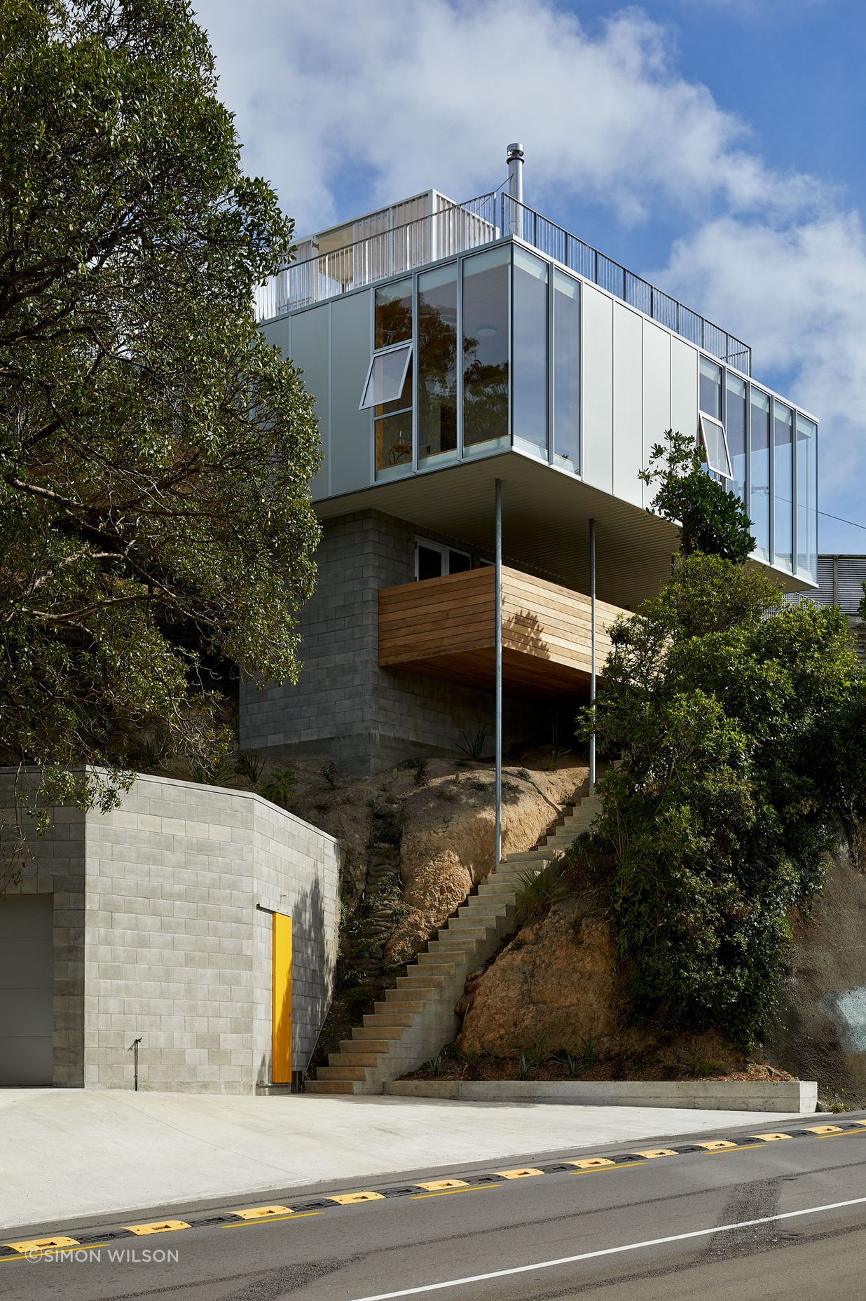 The family home was designed by Patchwork Architecture and built by Dorset Construction. It was a tricky site, but rocky, which provided a good foundation.