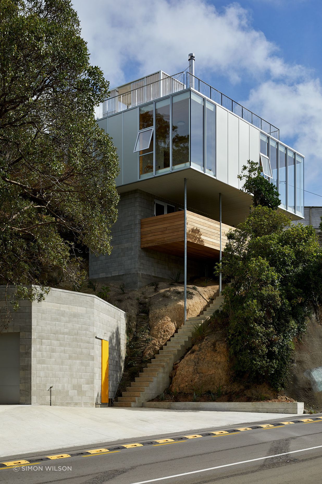 The family home was designed by Patchwork Architecture and built by Dorset Construction. It was a tricky site, but rocky, which provided a good foundation.
