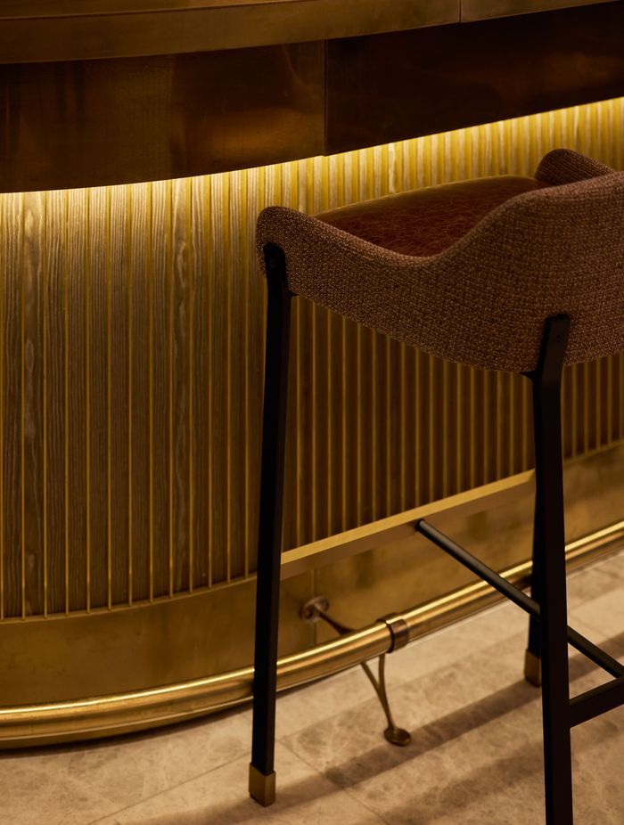 Brass detailing is seen throughout the restaurant.