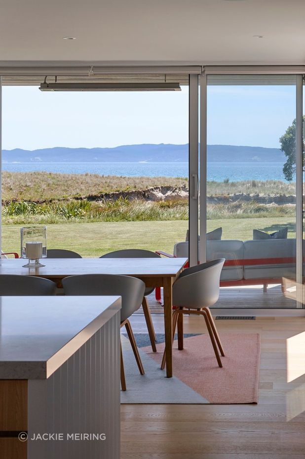 Eva and Kate say they utilised eaves and and overhangs to ensure that spaces don't overheat.