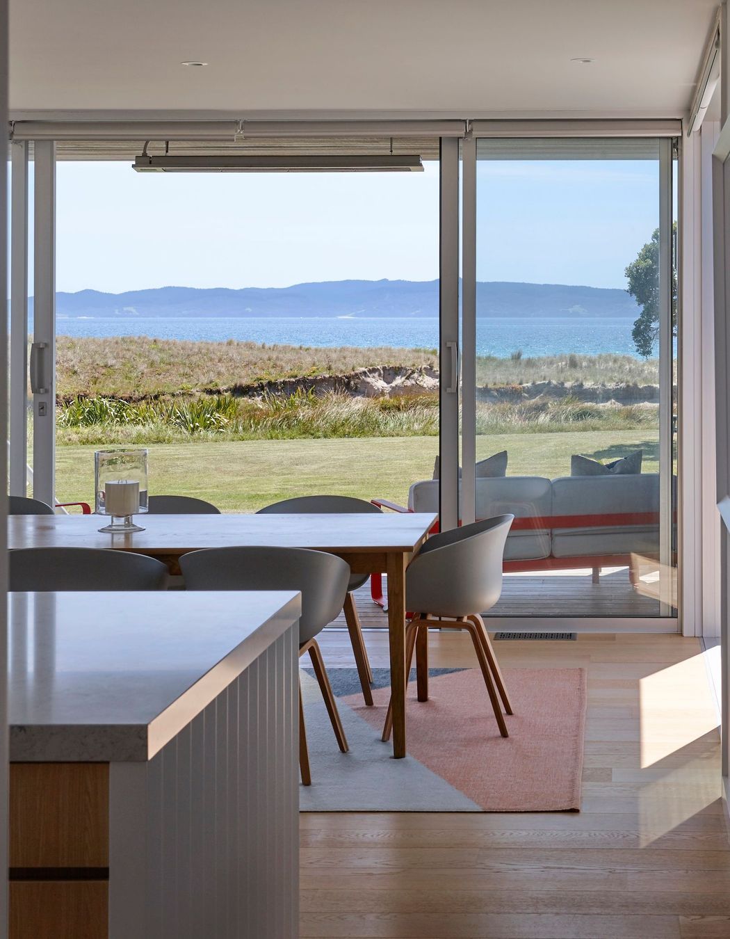 Eva and Kate say they utilised eaves and and overhangs to ensure that spaces don't overheat.