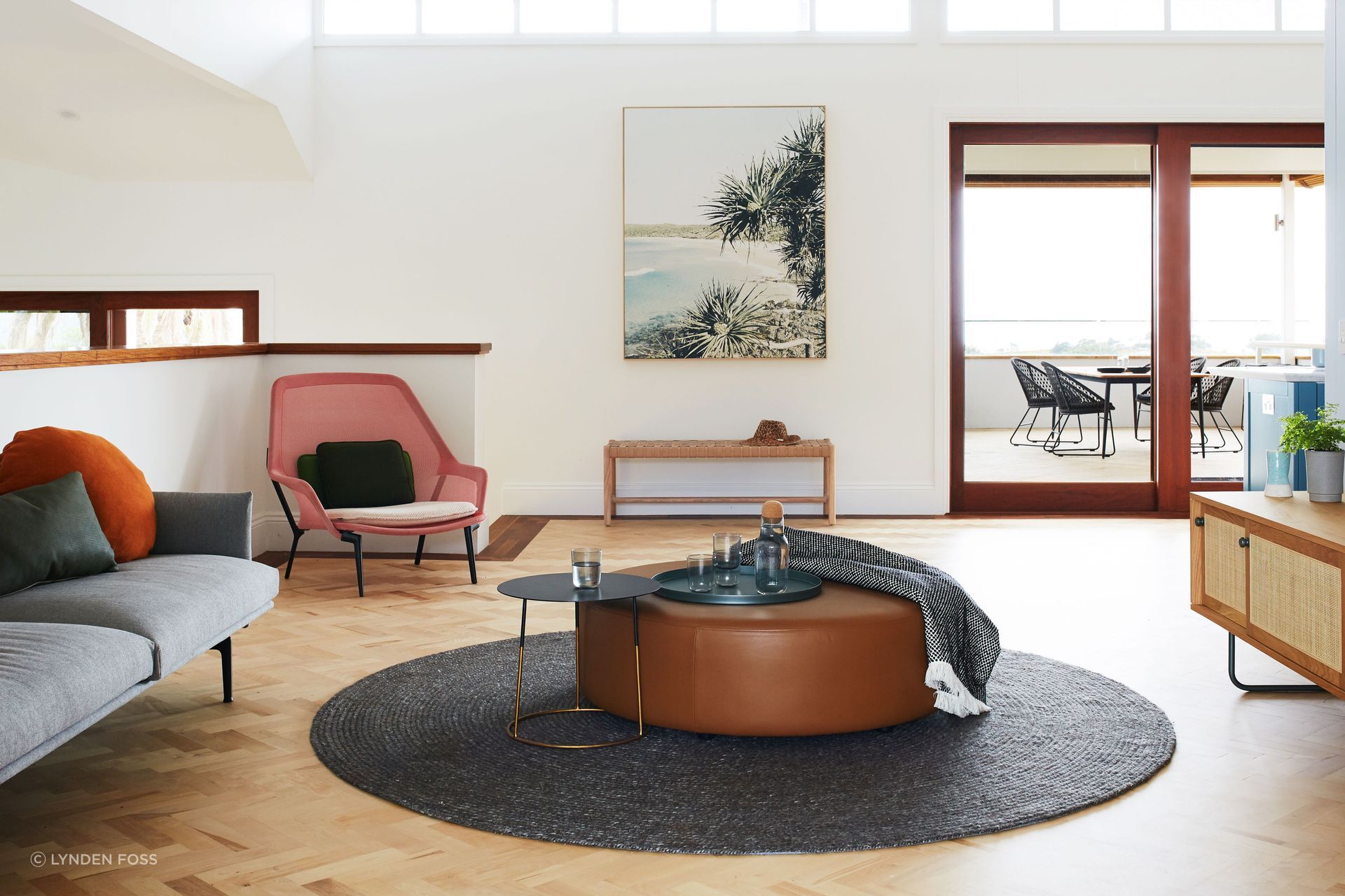 The casual living space adjacent to the kitchen.