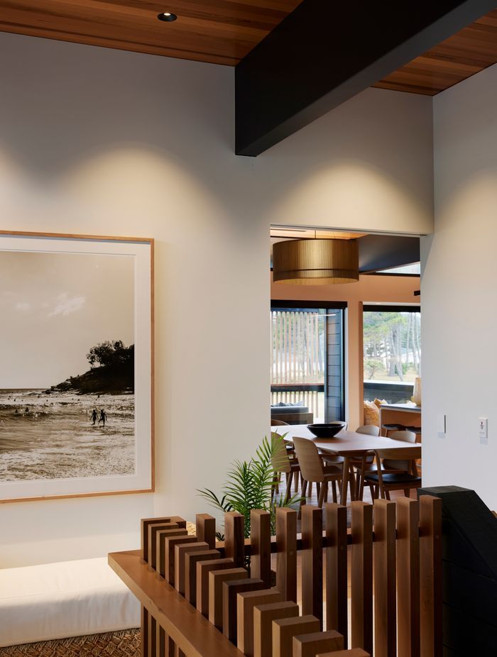 The stairwell is reminiscent of sand dune fencing. ”It's a play on that interior-exterior kind of notion.”