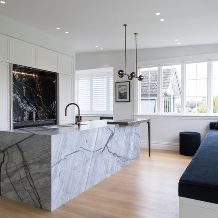 High drama in a minimalist kitchen