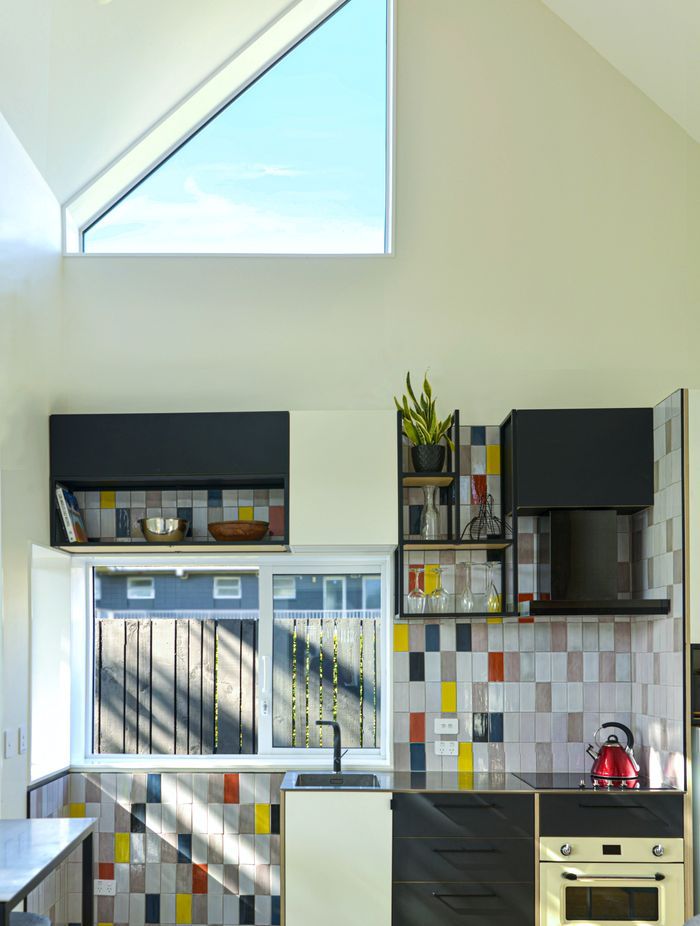 The double height living space feels generous in spite of its small footprint.