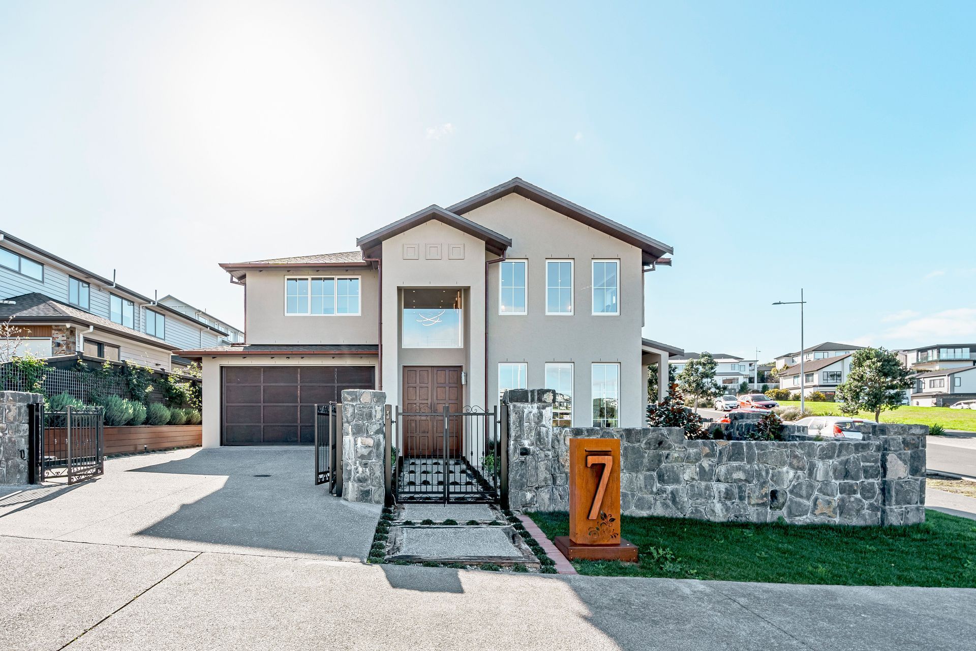 The stone wall is unique for the area.