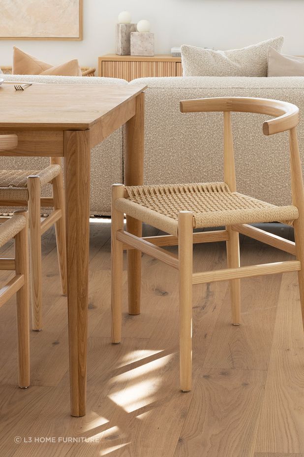 Oskar solid ashwood woven dining chair.