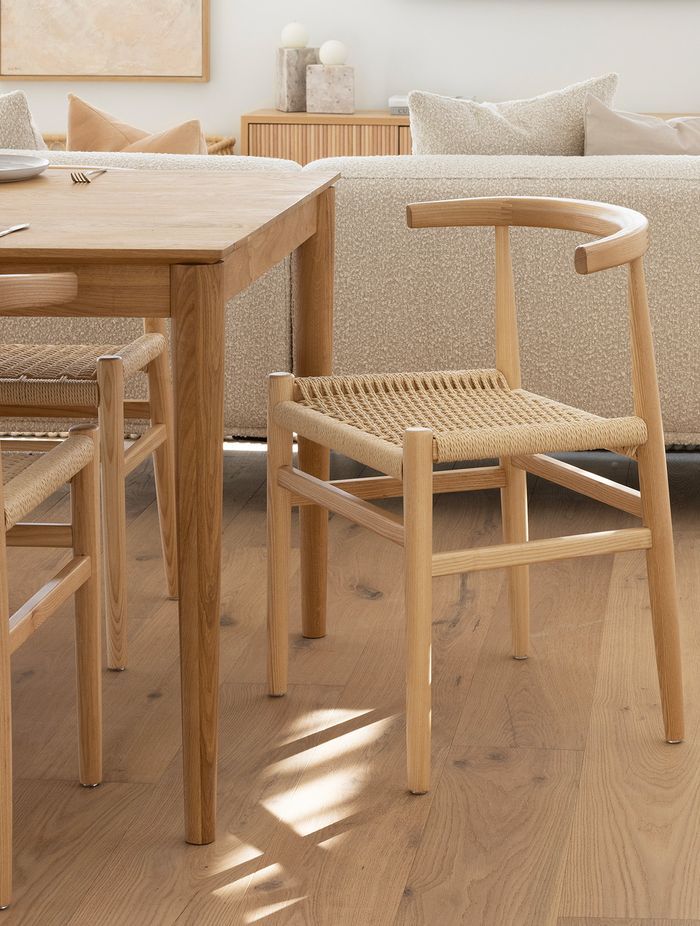 Oskar solid ashwood woven dining chair.