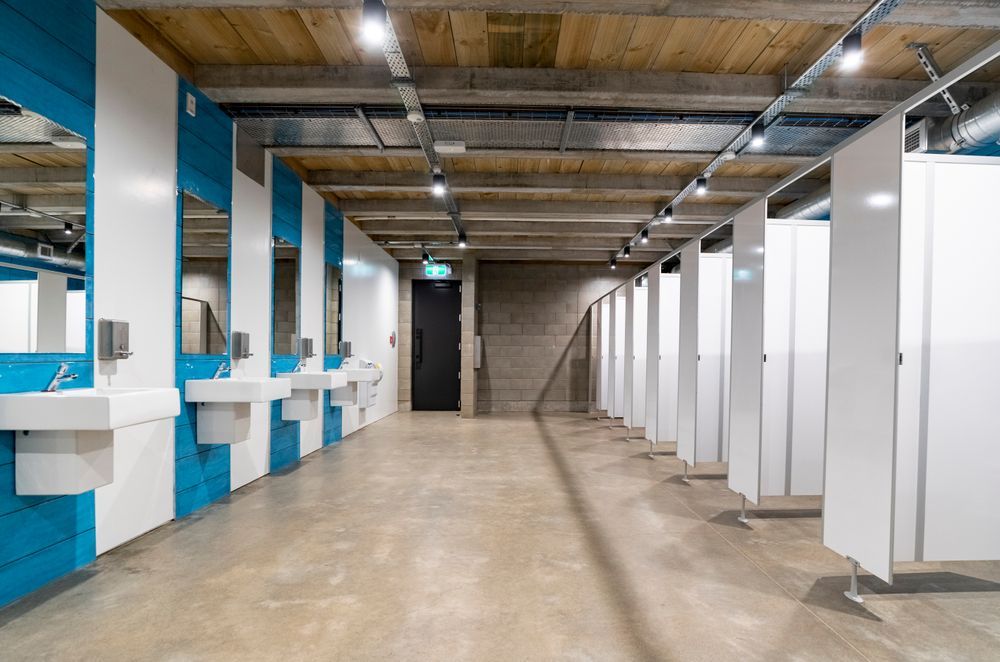 The ground floor houses the toilets, changing rooms and first aid facilities.