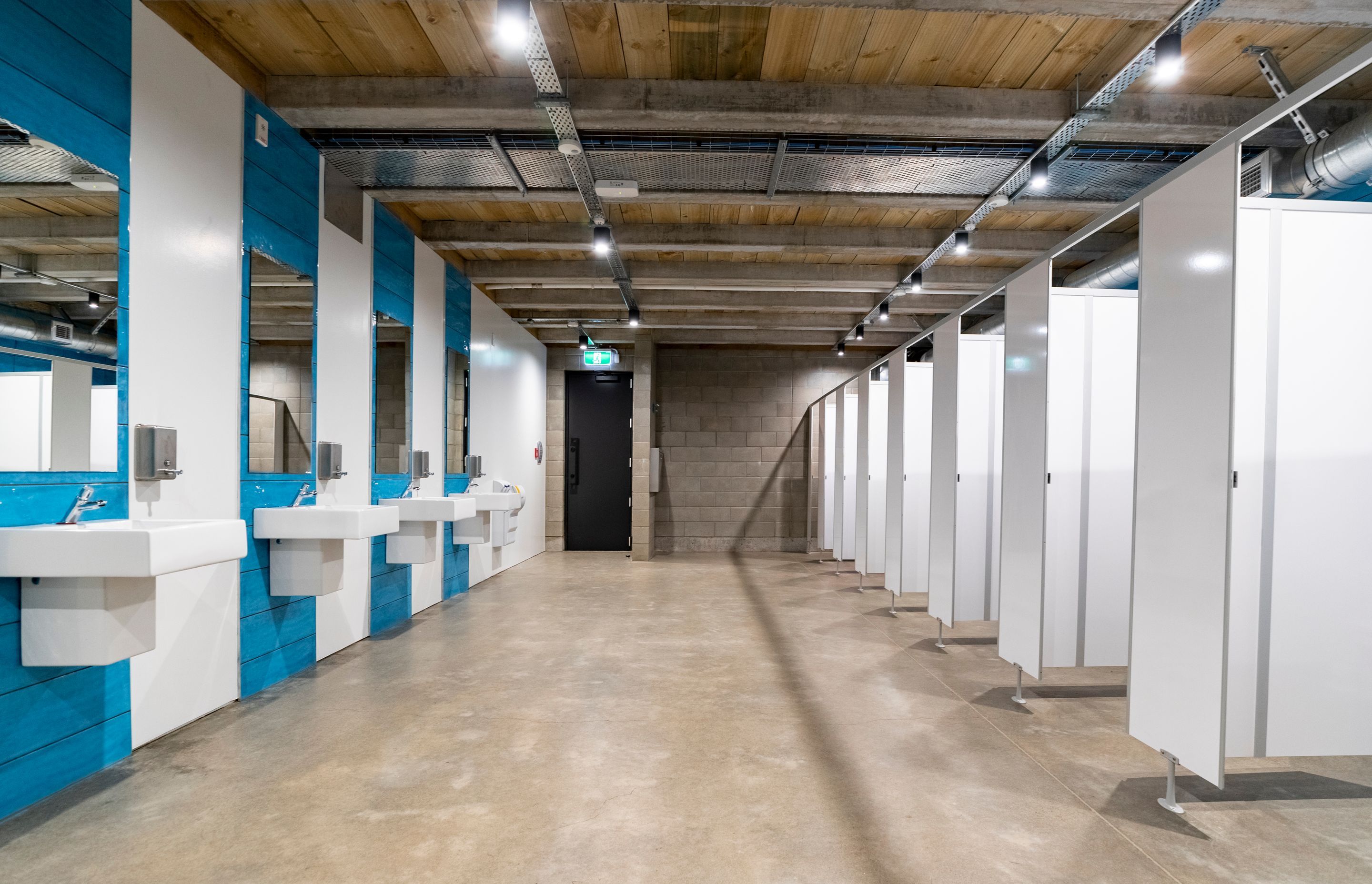 The ground floor houses the toilets, changing rooms and first aid facilities.