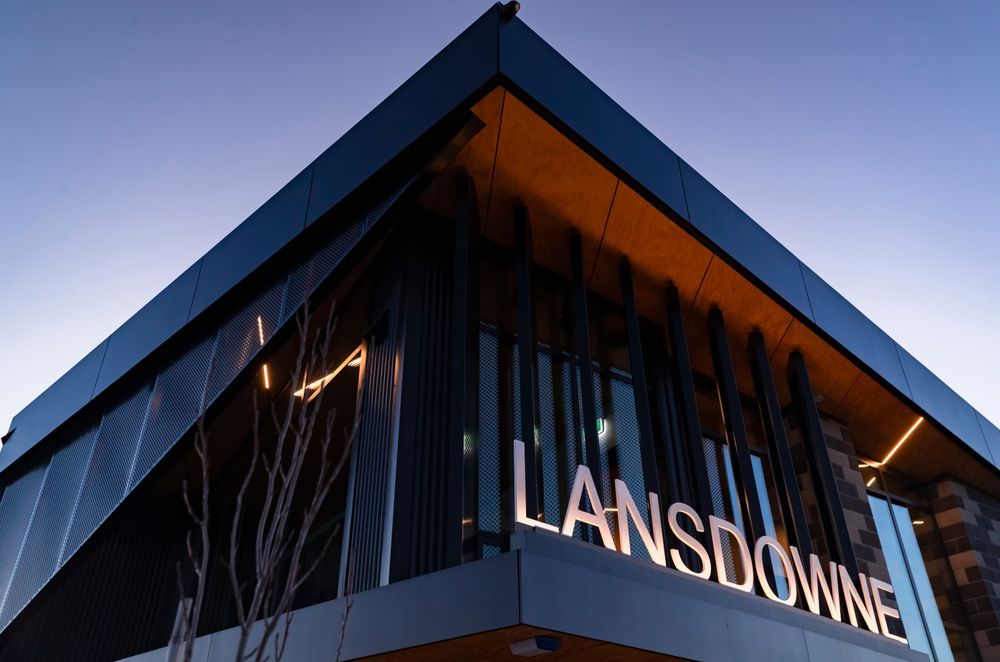 The Lansdowne sign easily demarcates the entry to the building.