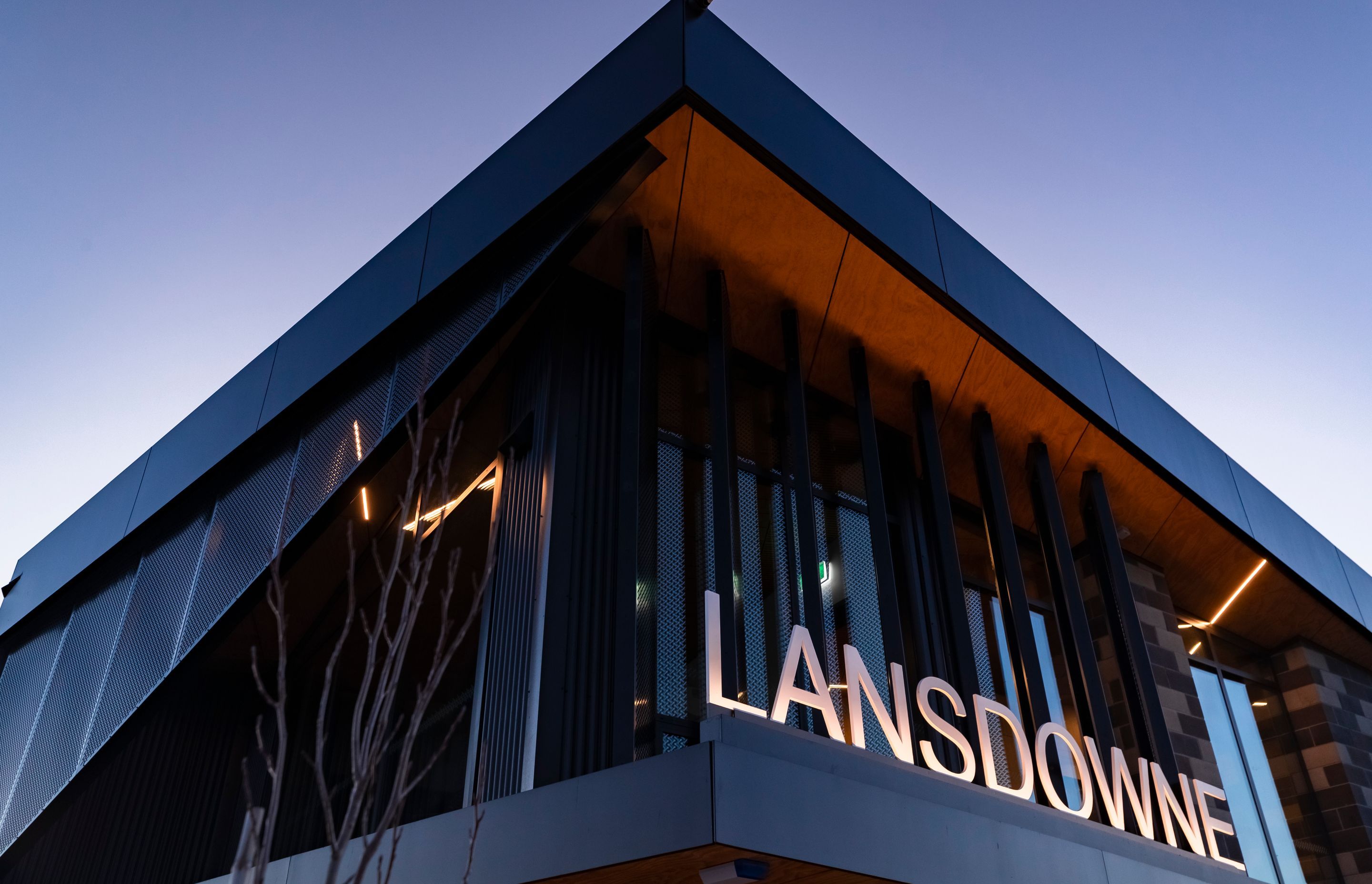 The Lansdowne sign easily demarcates the entry to the building.