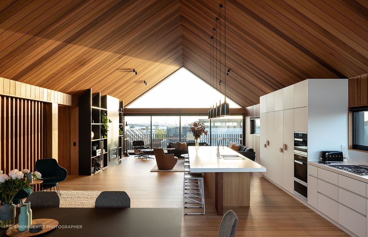 The communal upper level is effortlessly inviting.