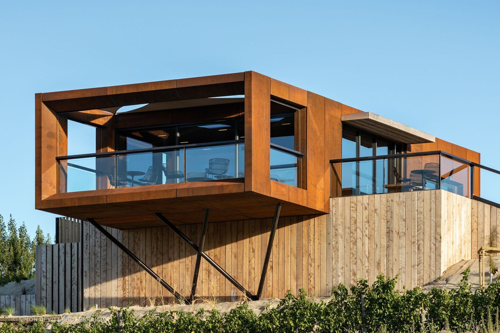 The eye-catching Te Kano Estate cellar door in Bannockburn by Hamish Muir and Matthew Barbour of Mason &amp; Wales Architects is a deceptively small and crafted design. “It's like a treasure box,” says Hamish.