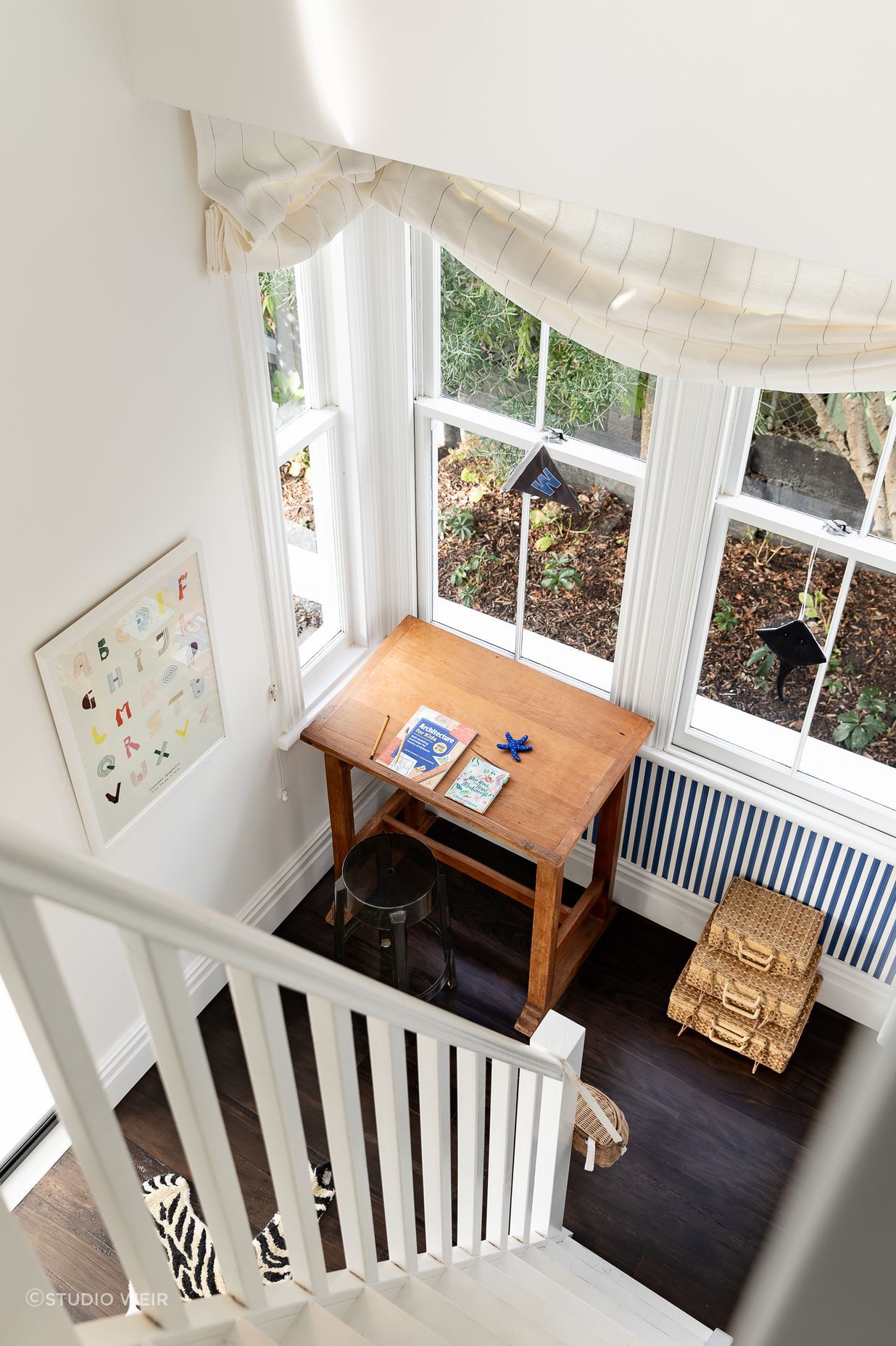 Looking down from the loft in Wilder's bedroom.