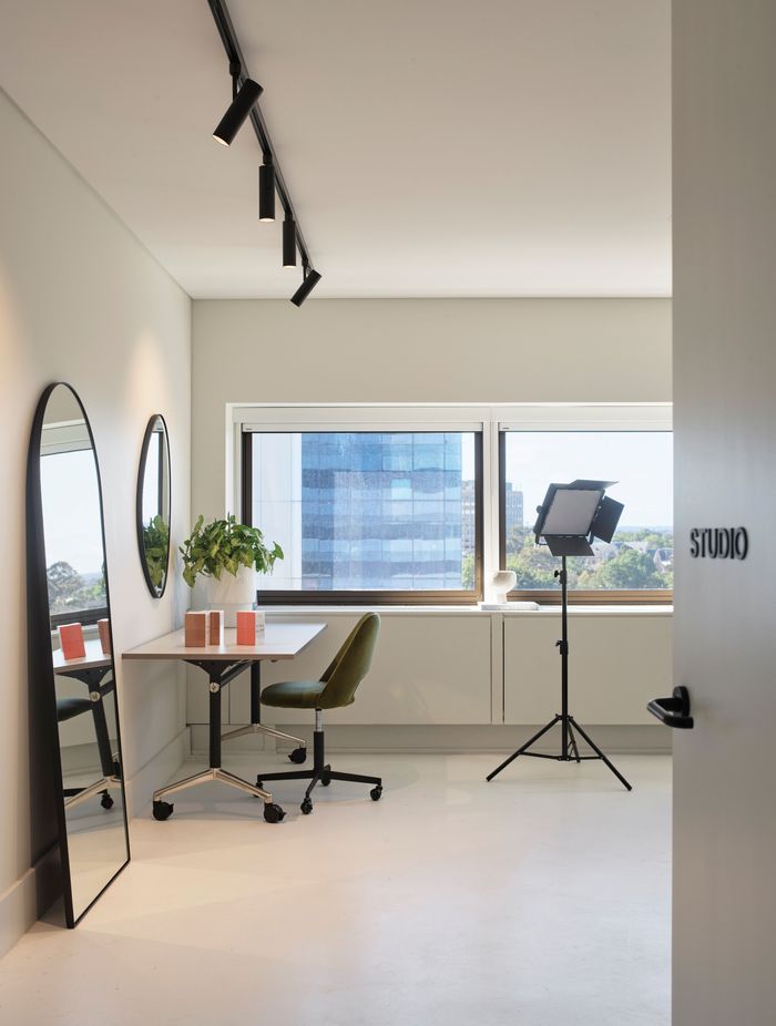 The soundproof studio where content can be recorded and edited.