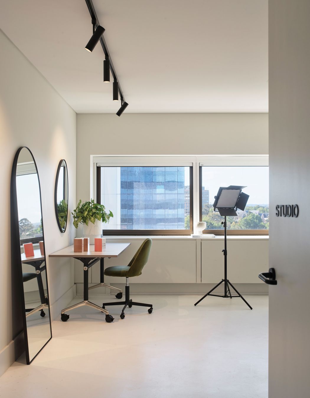 The soundproof studio where content can be recorded and edited.